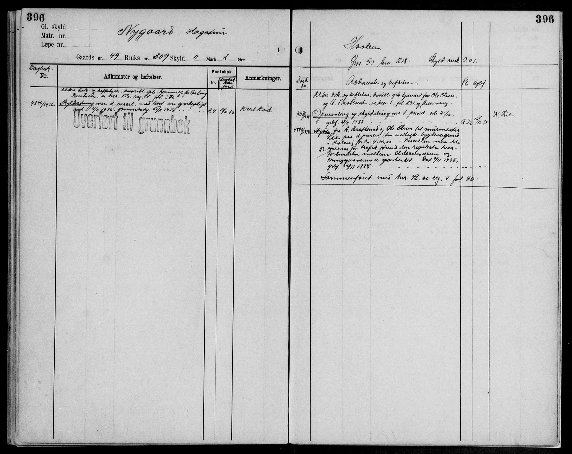 Midhordland sorenskriveri, AV/SAB-A-3001/1/G/Ga/Gab/L0112: Panteregister nr. II.A.b.112, s. 396