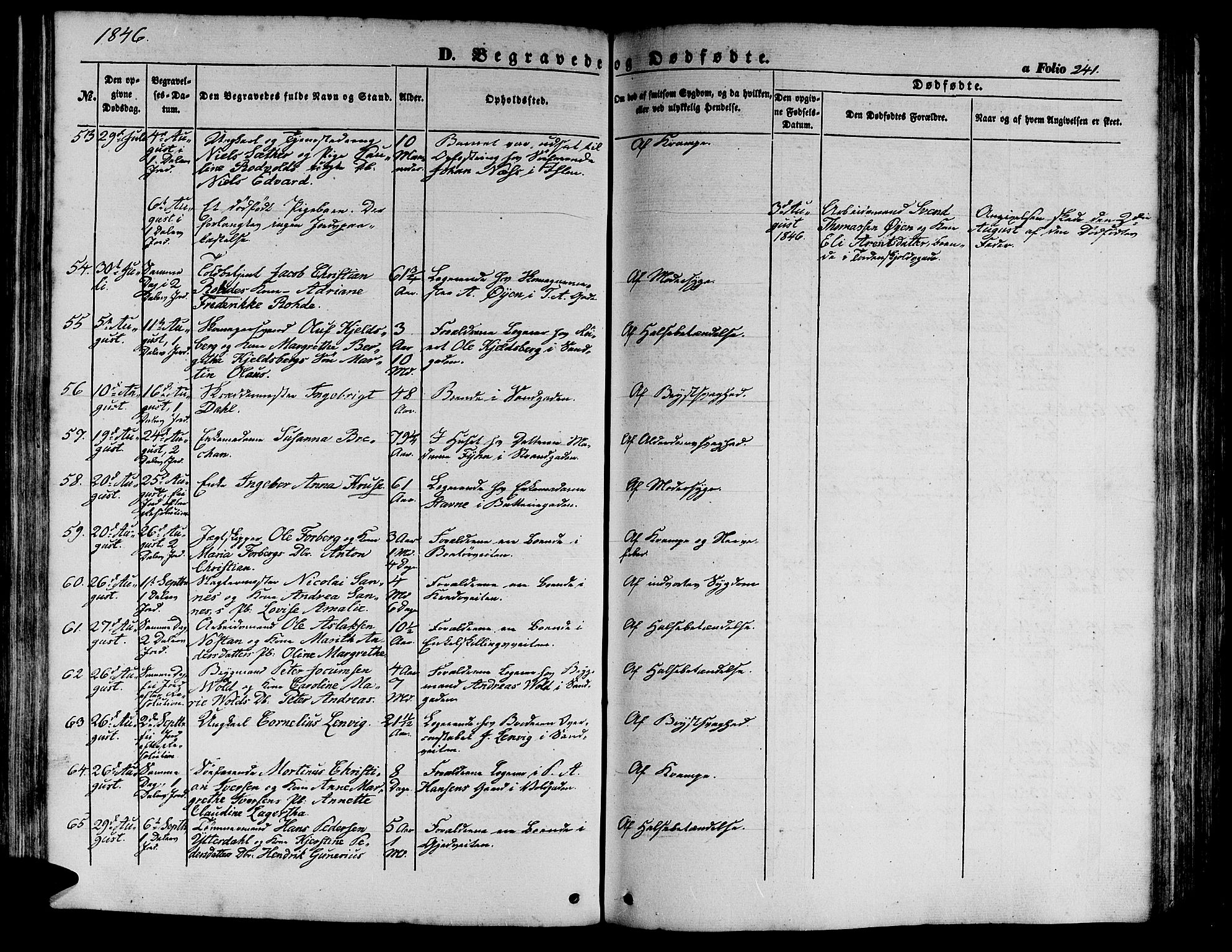 Ministerialprotokoller, klokkerbøker og fødselsregistre - Sør-Trøndelag, SAT/A-1456/602/L0137: Klokkerbok nr. 602C05, 1846-1856, s. 241