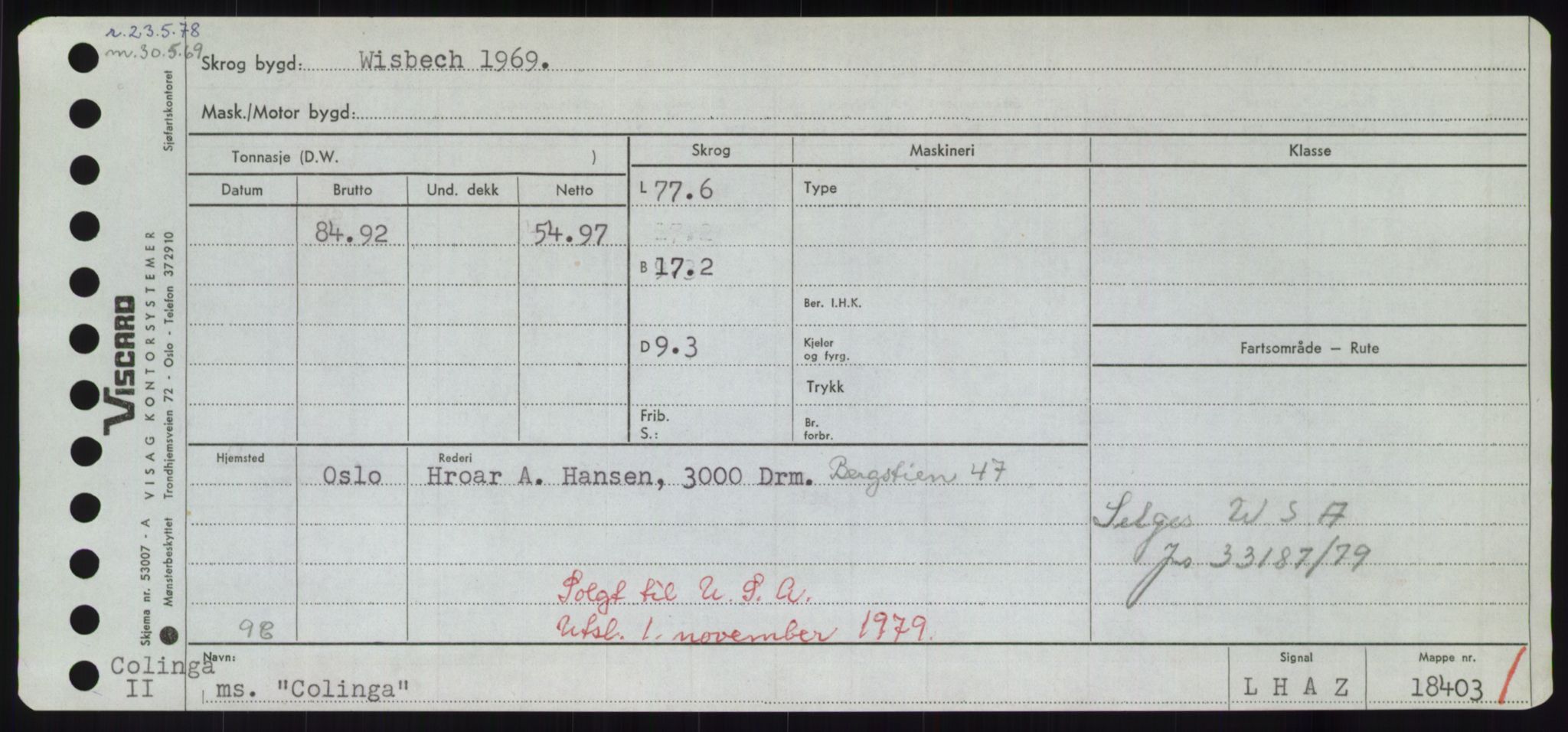 Sjøfartsdirektoratet med forløpere, Skipsmålingen, RA/S-1627/H/Hd/L0008: Fartøy, C-D, s. 97