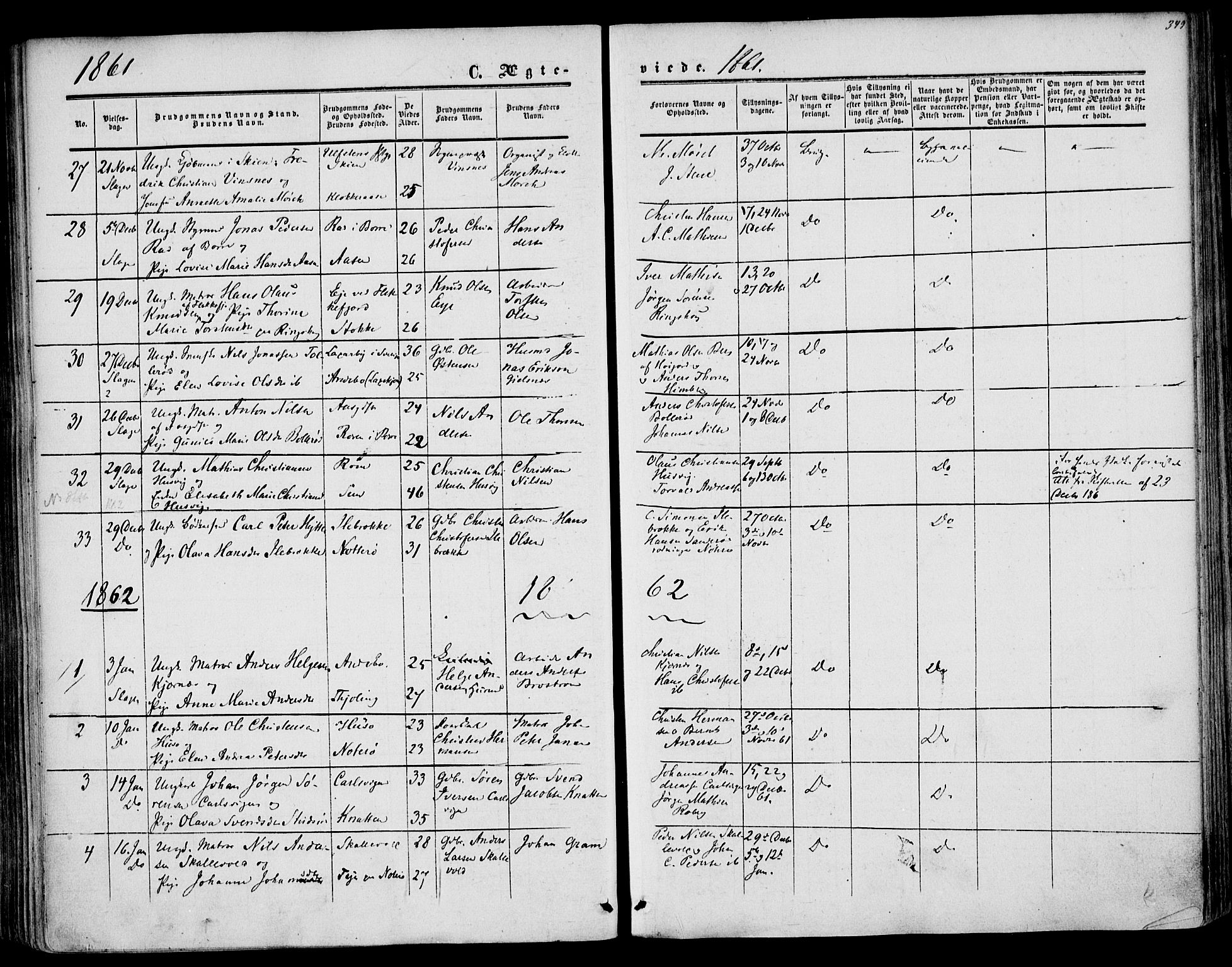 Sem kirkebøker, AV/SAKO-A-5/F/Fa/L0007: Ministerialbok nr. I 7, 1856-1865, s. 349