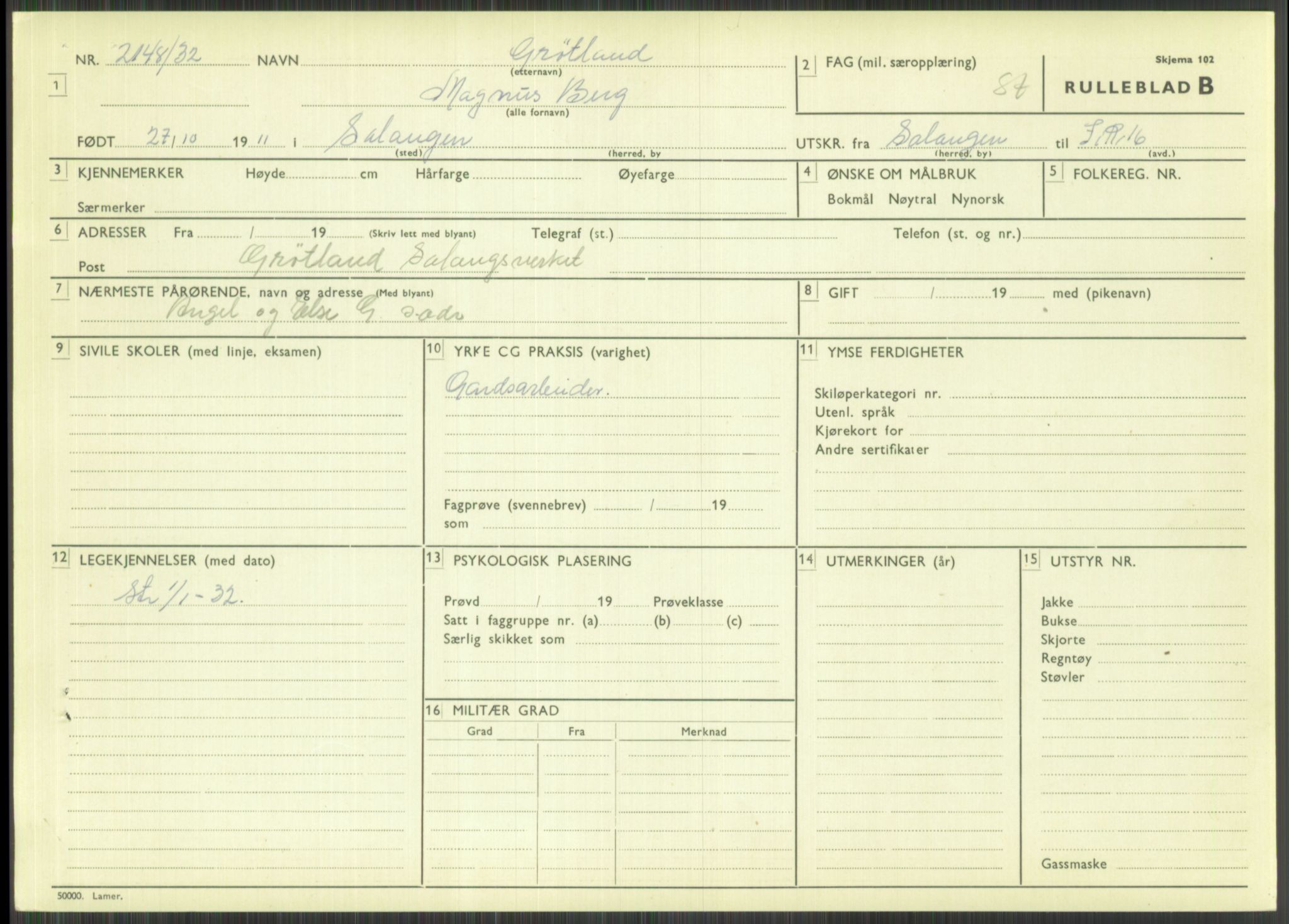 Forsvaret, Troms infanteriregiment nr. 16, AV/RA-RAFA-3146/P/Pa/L0016: Rulleblad for regimentets menige mannskaper, årsklasse 1932, 1932, s. 367