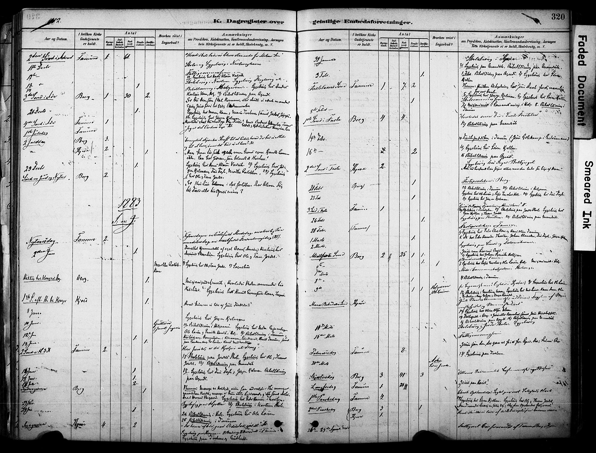 Brunlanes kirkebøker, AV/SAKO-A-342/F/Fc/L0001: Ministerialbok nr. III 1, 1878-1899, s. 320