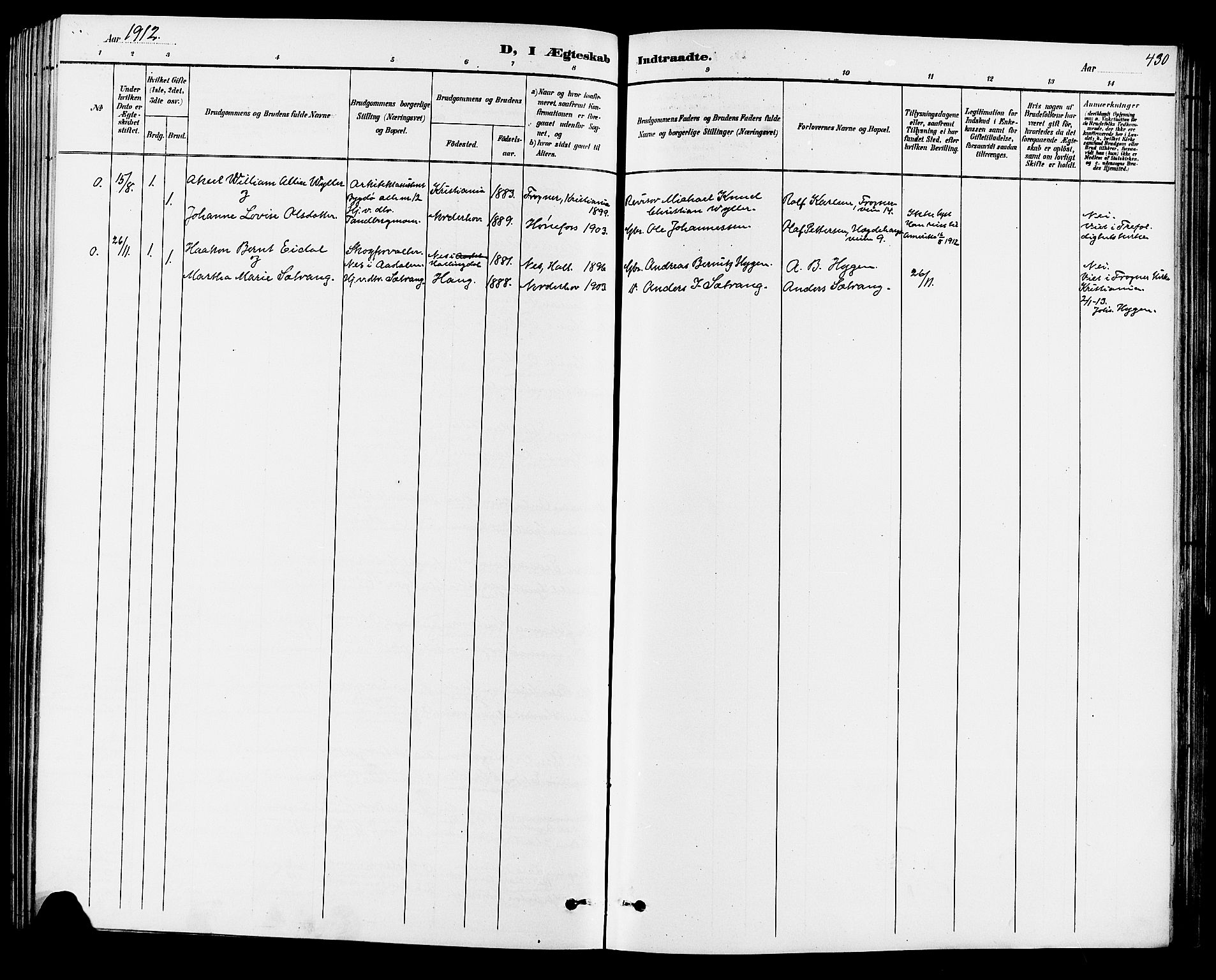 Norderhov kirkebøker, AV/SAKO-A-237/G/Ga/L0008: Klokkerbok nr. I 8, 1887-1912, s. 430