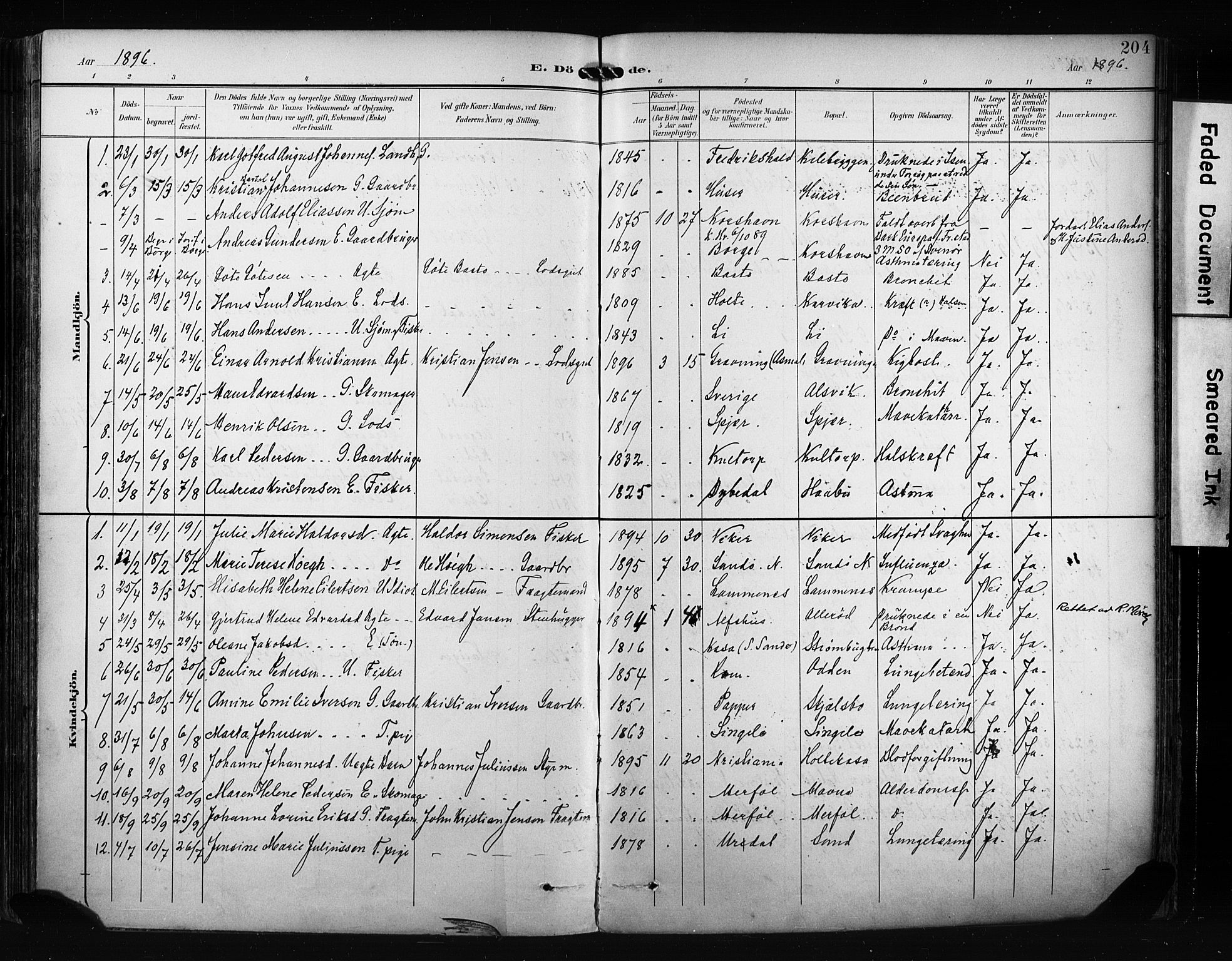 Hvaler prestekontor Kirkebøker, AV/SAO-A-2001/F/Fa/L0009: Ministerialbok nr. I 9, 1895-1906, s. 204