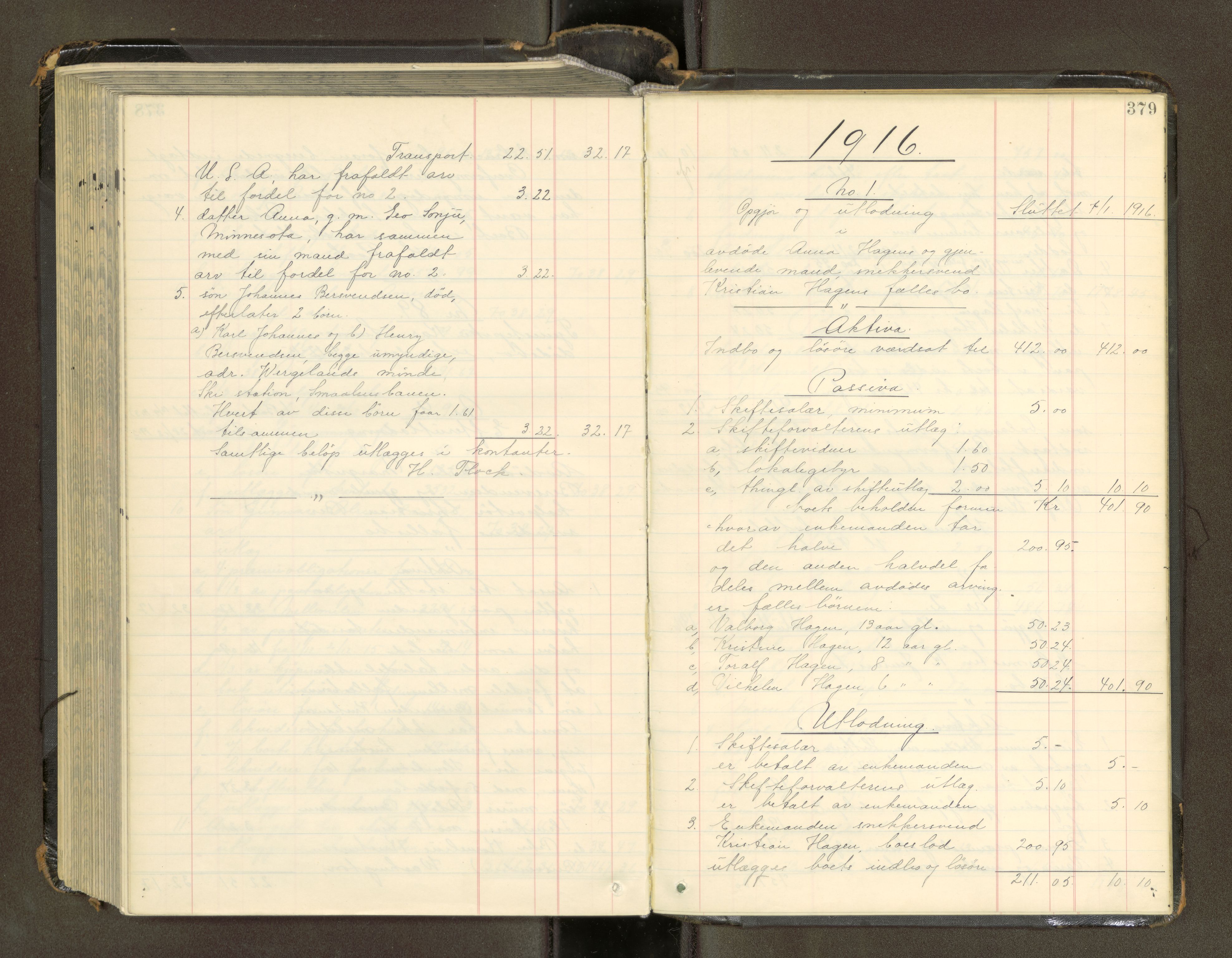 Trondheim byfogd, SAT/A-0003/1/3/3A/L0041: Skifteutlodningsprotokoll - 1710-5/2. (m/ register), 1913-1916, s. 379