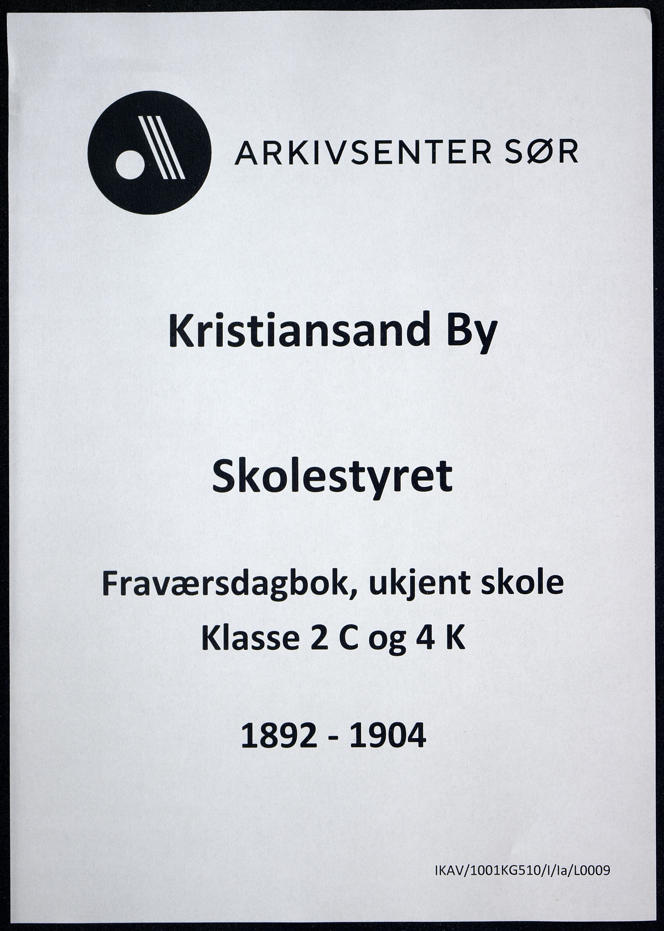 Kristiansand By - Skolekommisjonen/ -Styret, IKAV/1001KG510/I/Ia/L0009: Fraværsdagbok for klasse 2 C og 4 K, 1892-1904