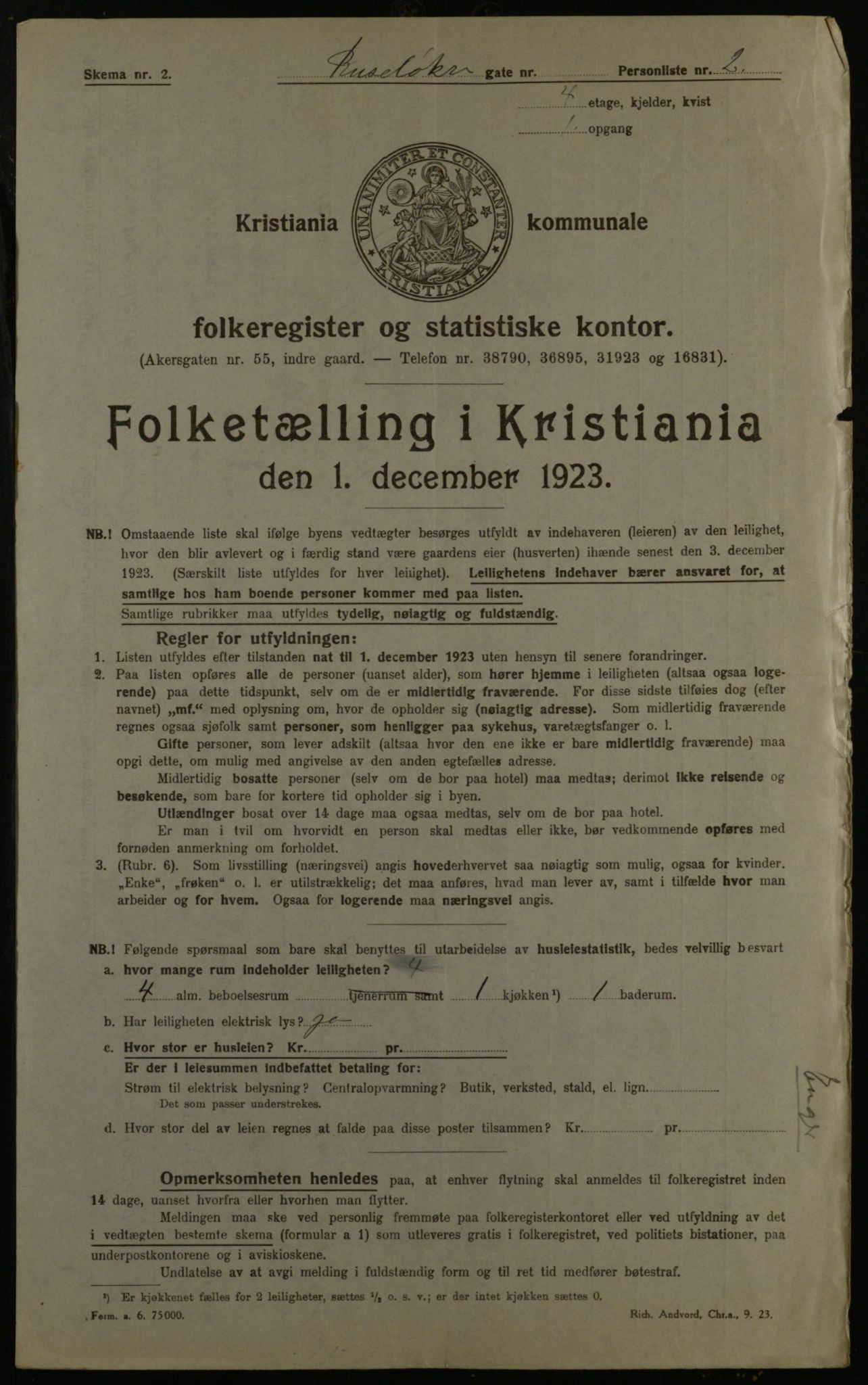 OBA, Kommunal folketelling 1.12.1923 for Kristiania, 1923, s. 93490