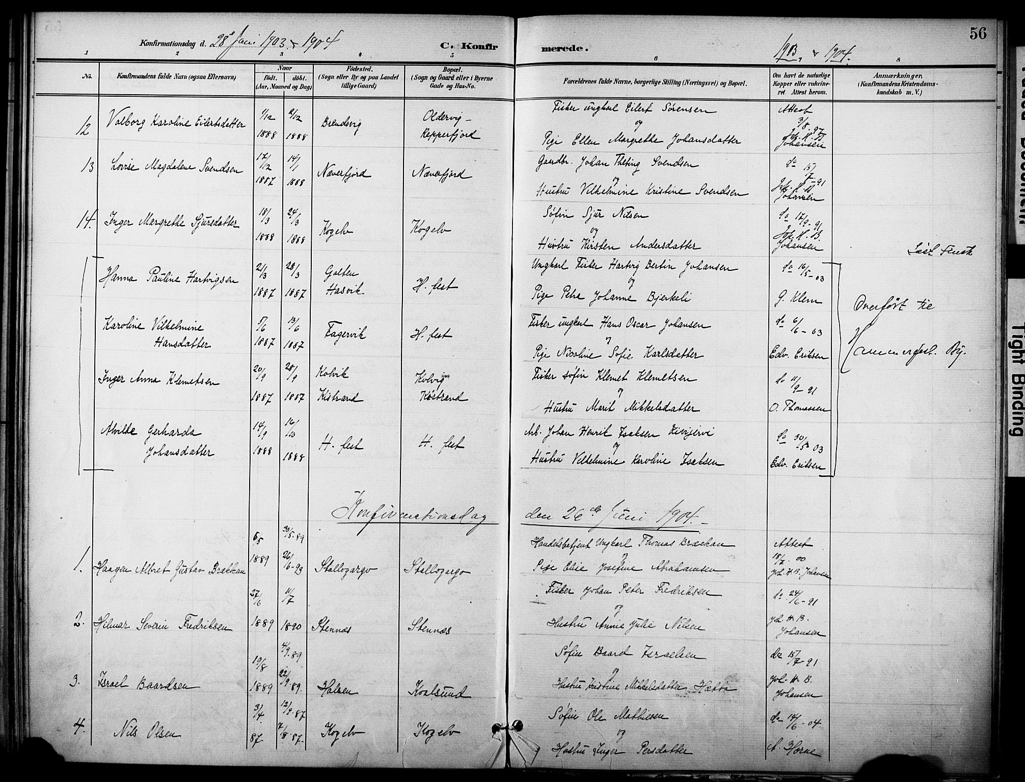 Hammerfest sokneprestkontor, SATØ/S-1347/H/Ha/L0012.kirke: Ministerialbok nr. 12, 1898-1908, s. 56