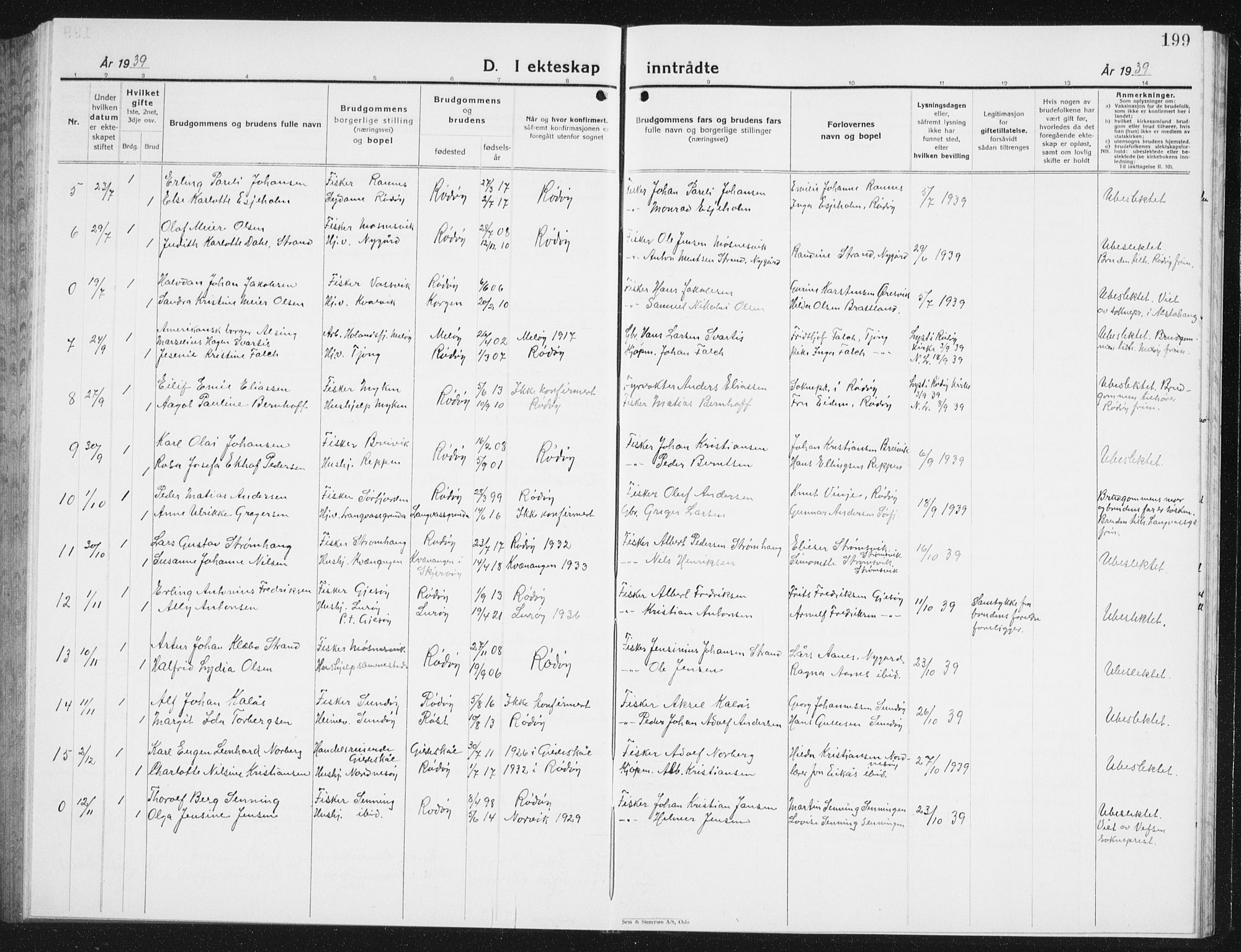 Ministerialprotokoller, klokkerbøker og fødselsregistre - Nordland, AV/SAT-A-1459/841/L0622: Klokkerbok nr. 841C06, 1924-1942, s. 199