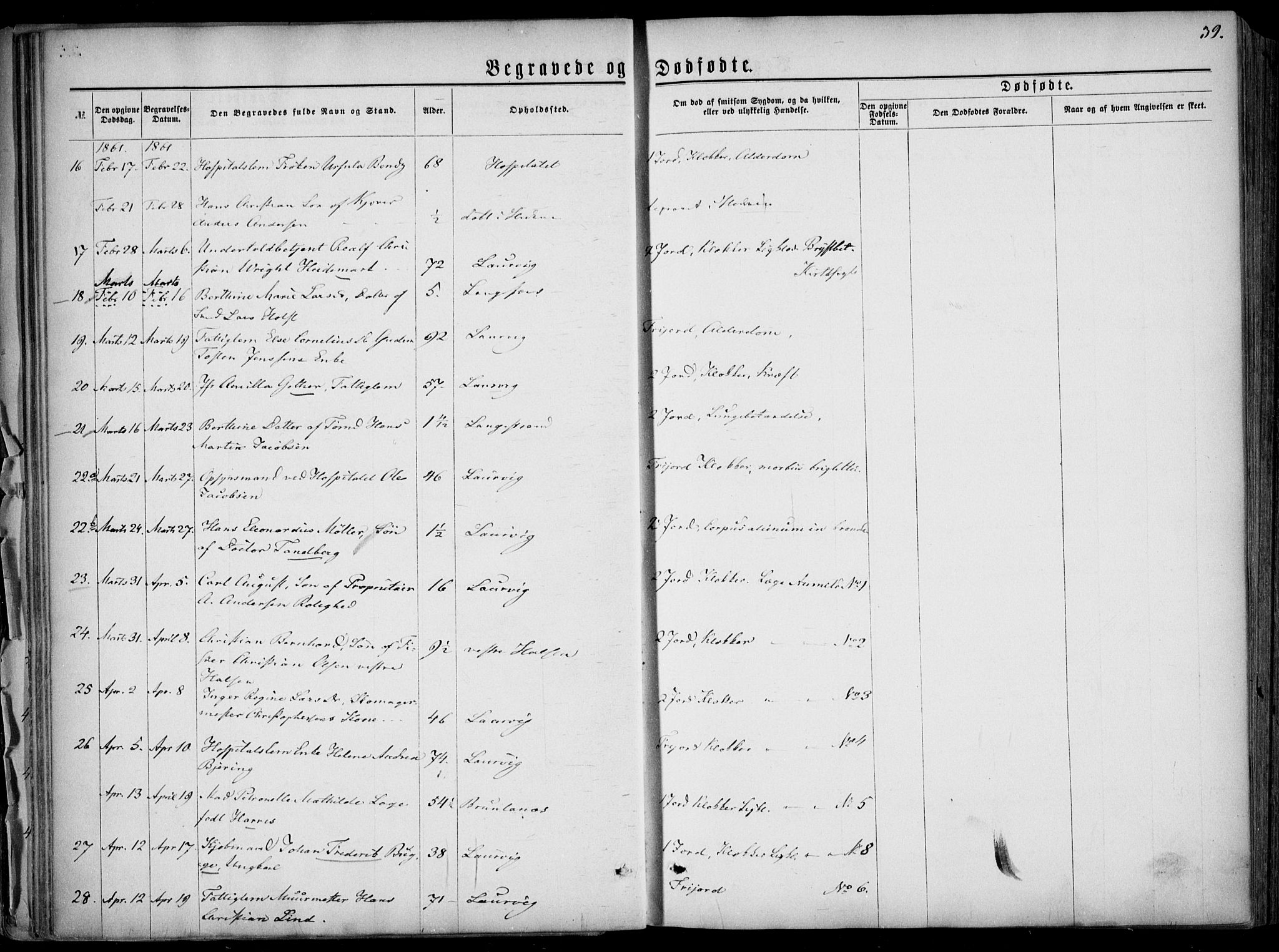 Larvik kirkebøker, AV/SAKO-A-352/F/Fa/L0005: Ministerialbok nr. I 5, 1856-1870, s. 39