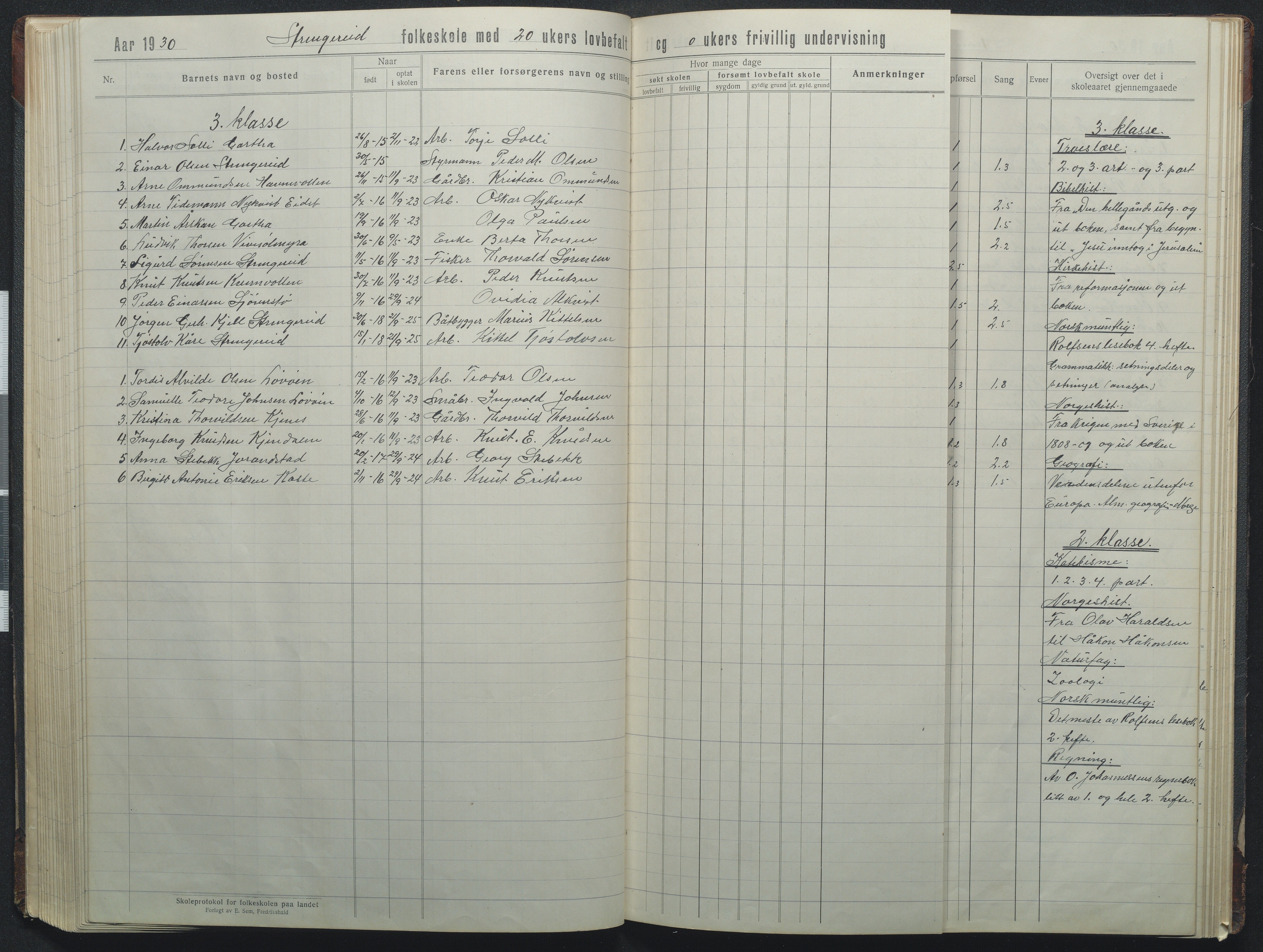 Flosta kommune, Strengereid Krets, AAKS/KA0916-550h/F01/L0004: Skoleprotokoll Strengereid skole, 1918-1944