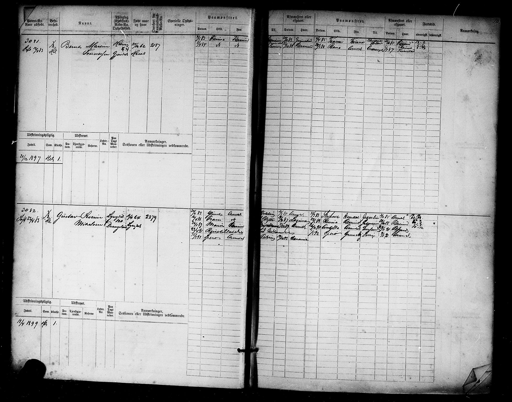 Farsund mønstringskrets, AV/SAK-2031-0017/F/Fb/L0019: Hovedrulle nr 3067-3832, Z-11, 1882-1922, s. 10