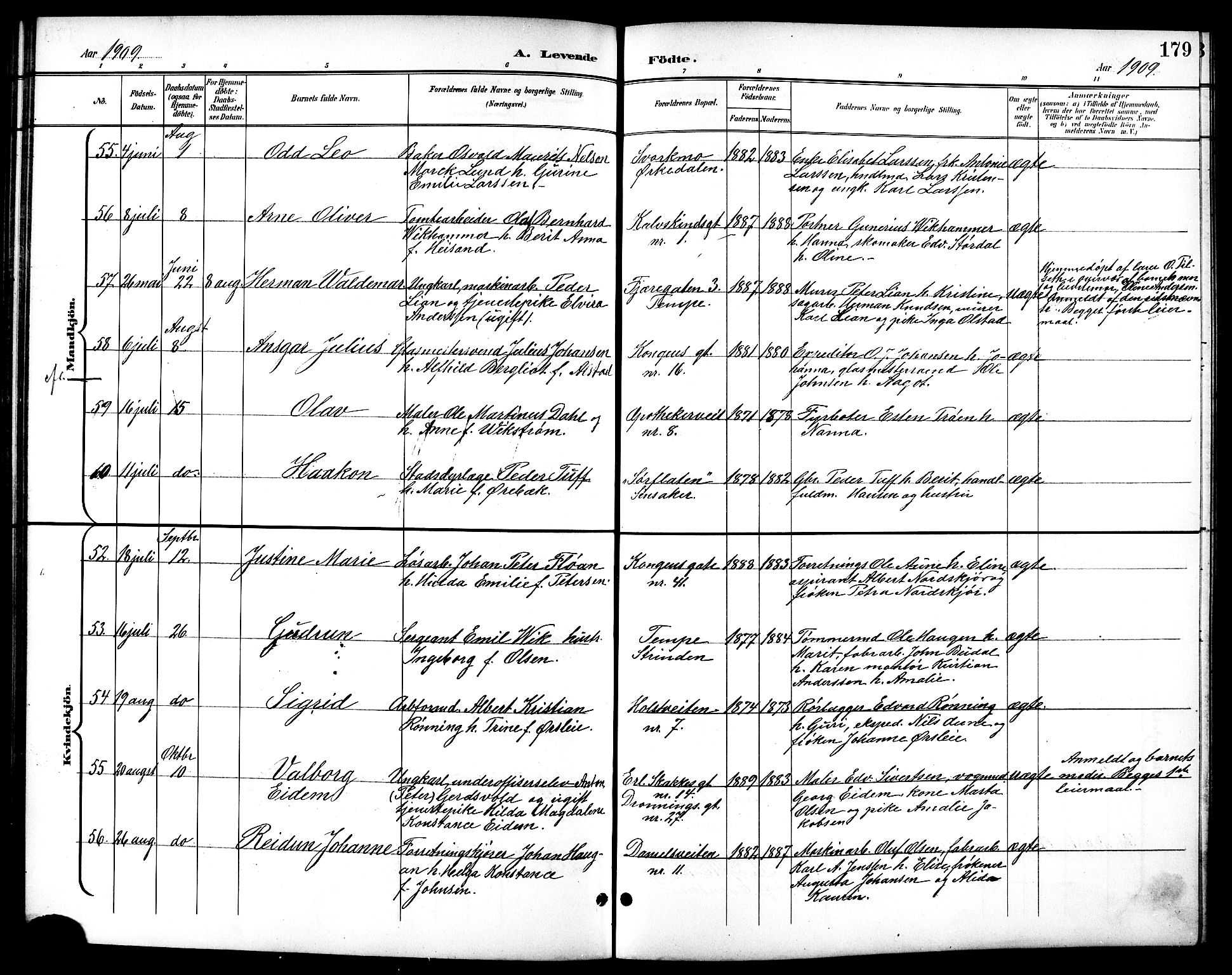 Ministerialprotokoller, klokkerbøker og fødselsregistre - Sør-Trøndelag, AV/SAT-A-1456/601/L0094: Klokkerbok nr. 601C12, 1898-1911, s. 179