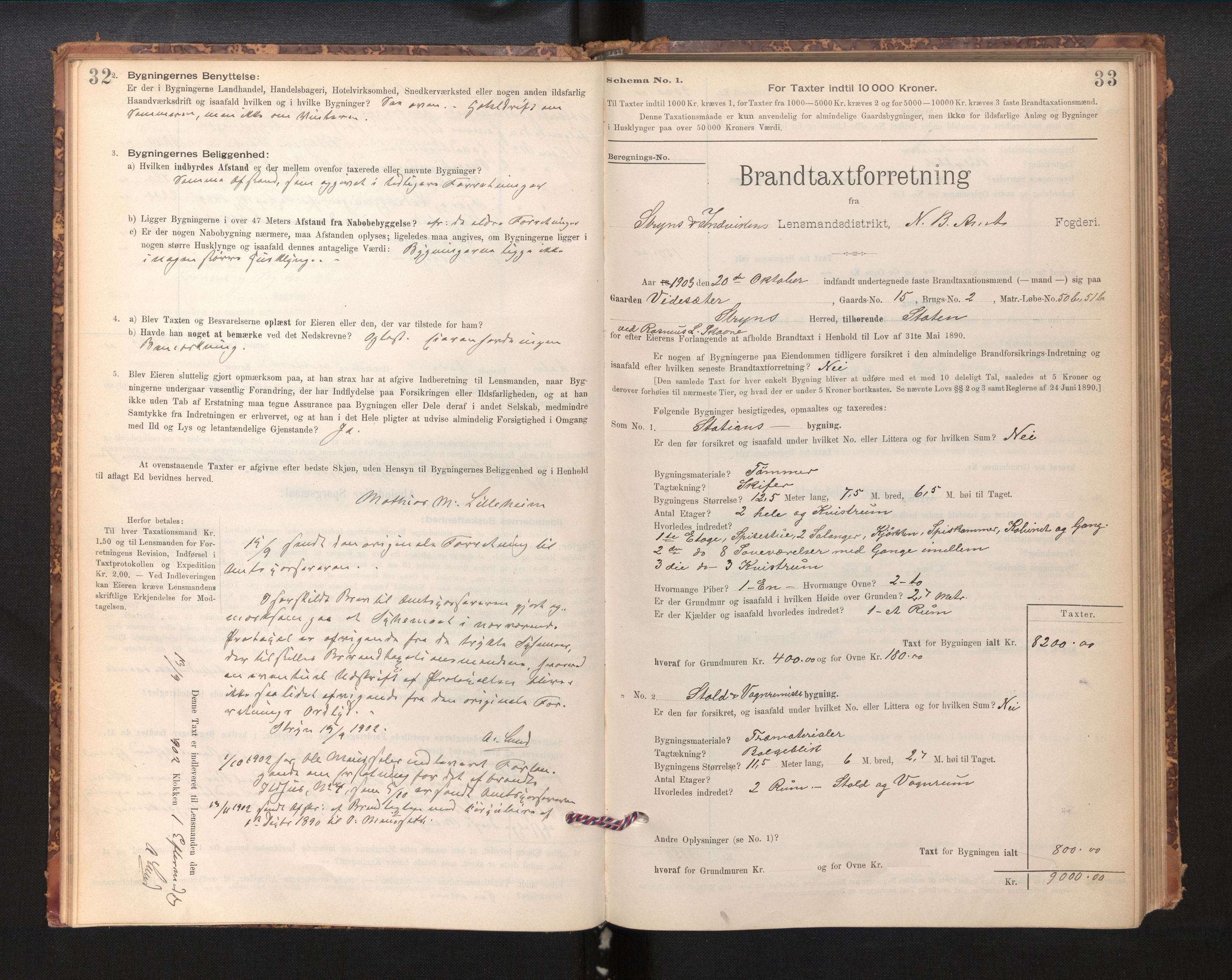 Lensmannen i Stryn og Innvik, SAB/A-30201/0012/L0002: Branntakstprotokoll, skjematakst, 1894-1942, s. 32-33