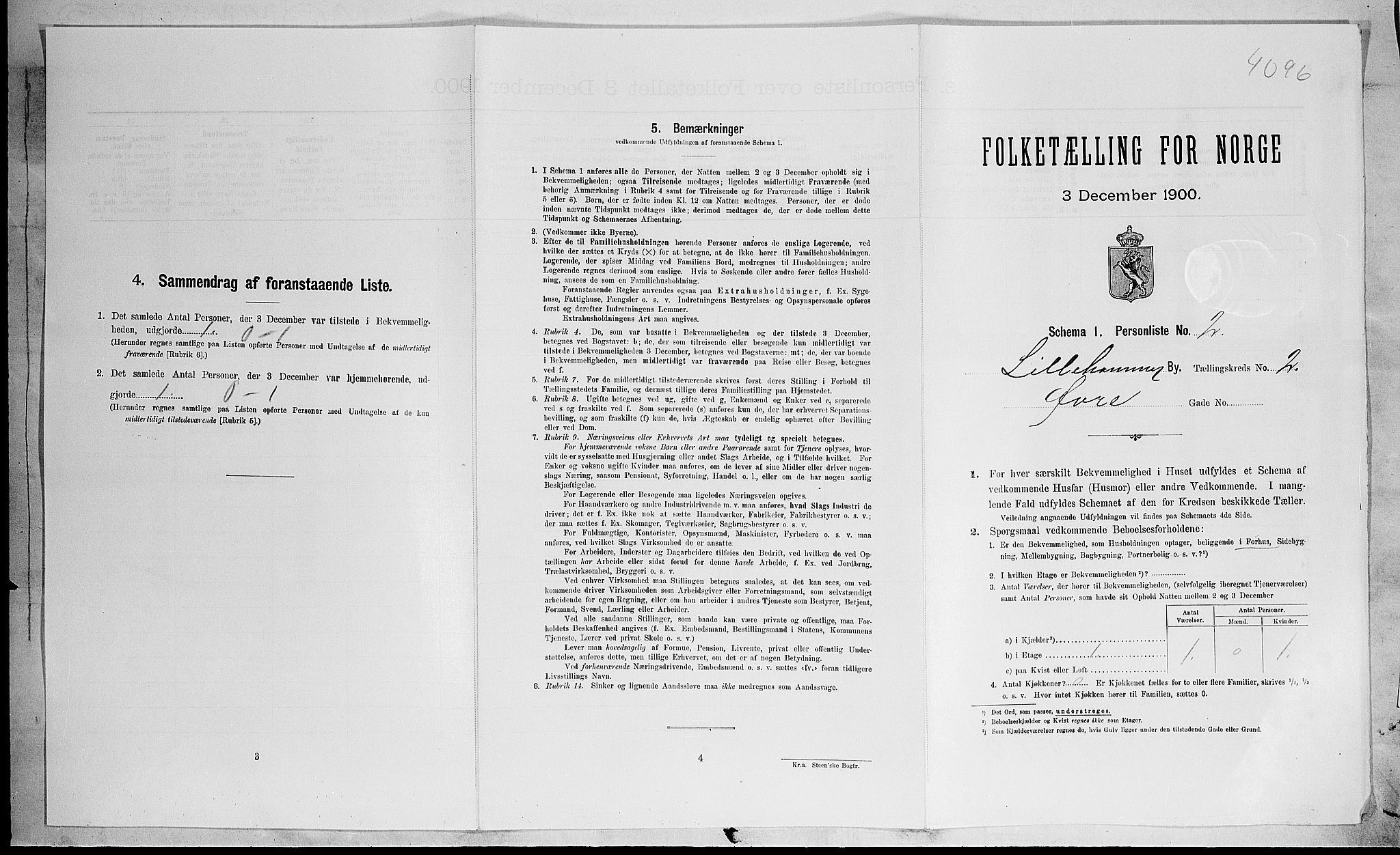 SAH, Folketelling 1900 for 0501 Lillehammer kjøpstad, 1900, s. 280