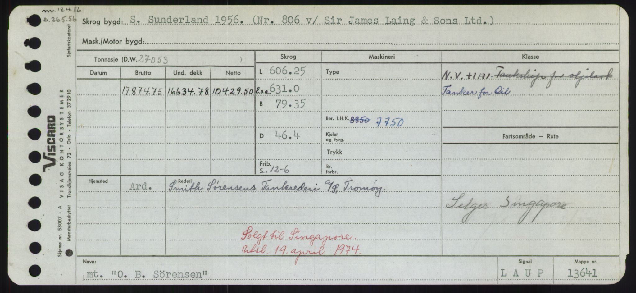 Sjøfartsdirektoratet med forløpere, Skipsmålingen, RA/S-1627/H/Hd/L0028: Fartøy, O, s. 7