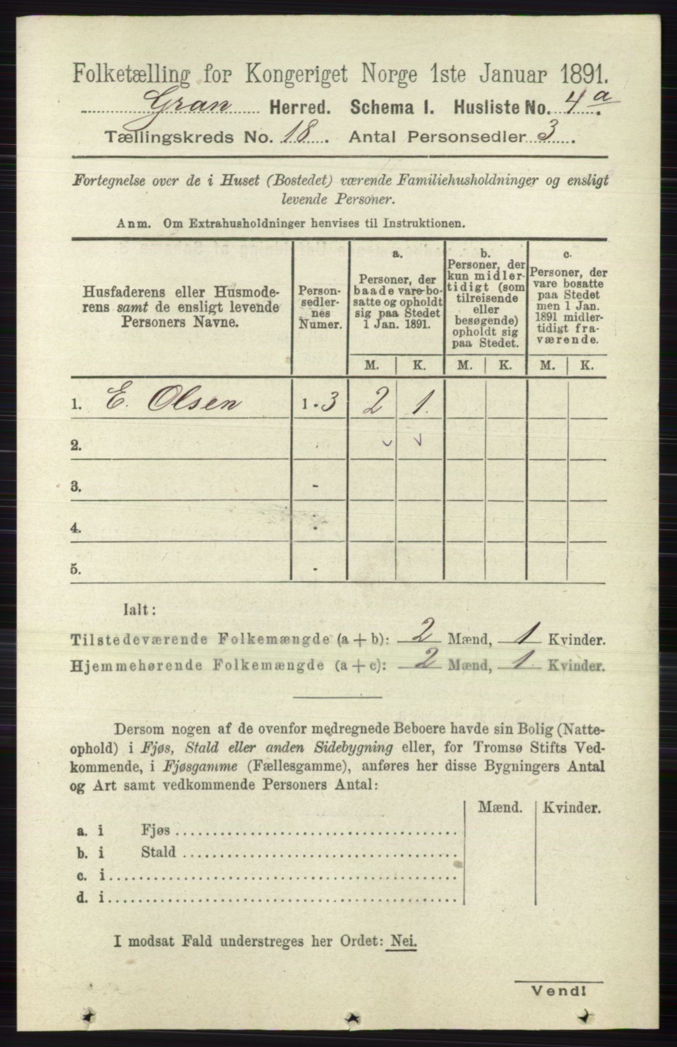 RA, Folketelling 1891 for 0534 Gran herred, 1891, s. 9440