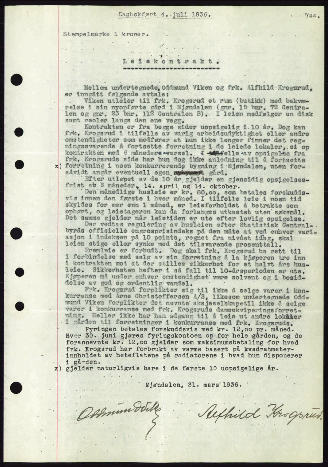 Eiker, Modum og Sigdal sorenskriveri, SAKO/A-123/G/Ga/Gab/L0032: Pantebok nr. A2, 1936-1936, Dagboknr: 1519/1936