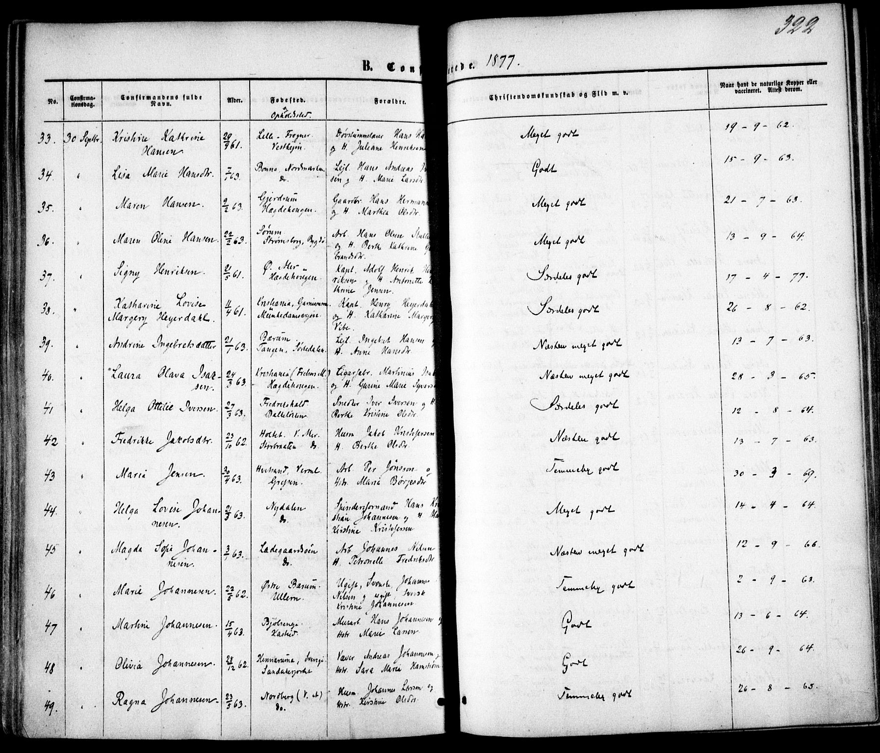 Vestre Aker prestekontor Kirkebøker, AV/SAO-A-10025/F/Fa/L0004: Ministerialbok nr. 4, 1857-1877, s. 322