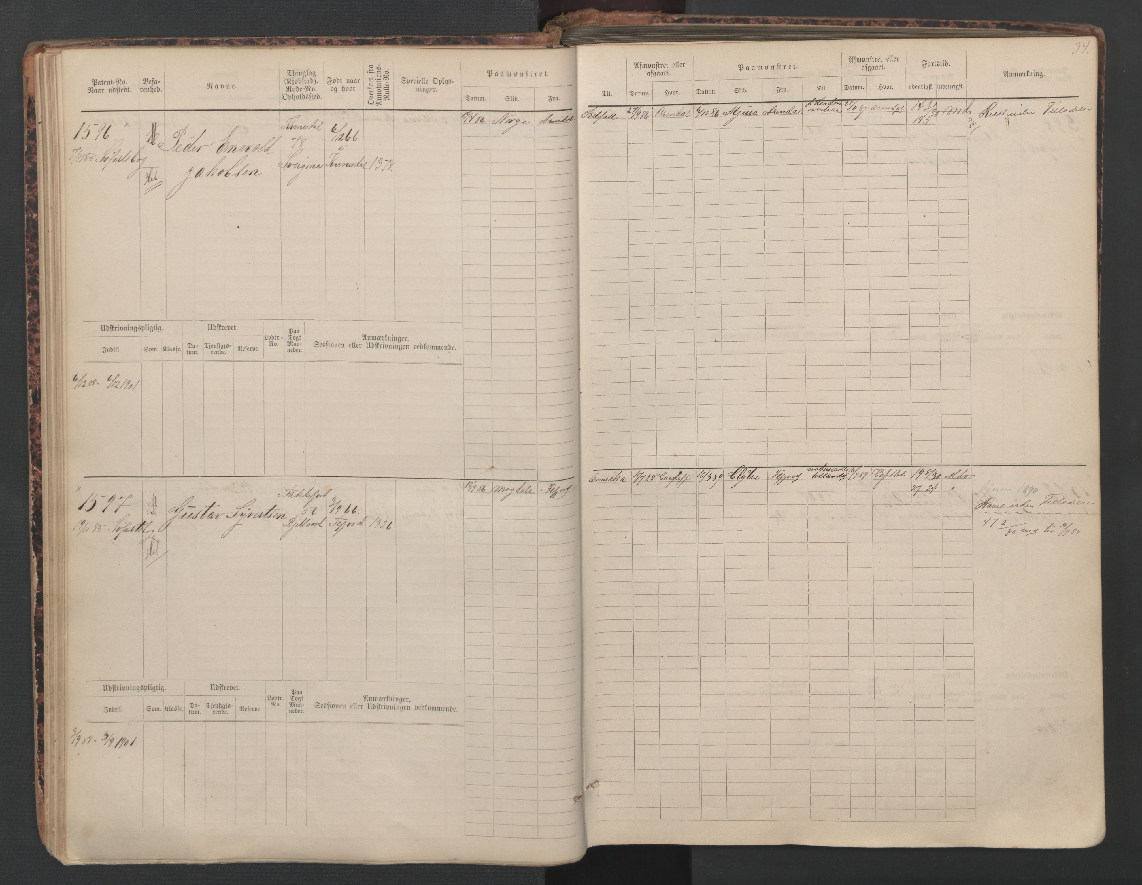 Flekkefjord mønstringskrets, SAK/2031-0018/F/Fb/L0010: Hovedrulle nr 1534-2329, Æ-7, 1884-1948, s. 35