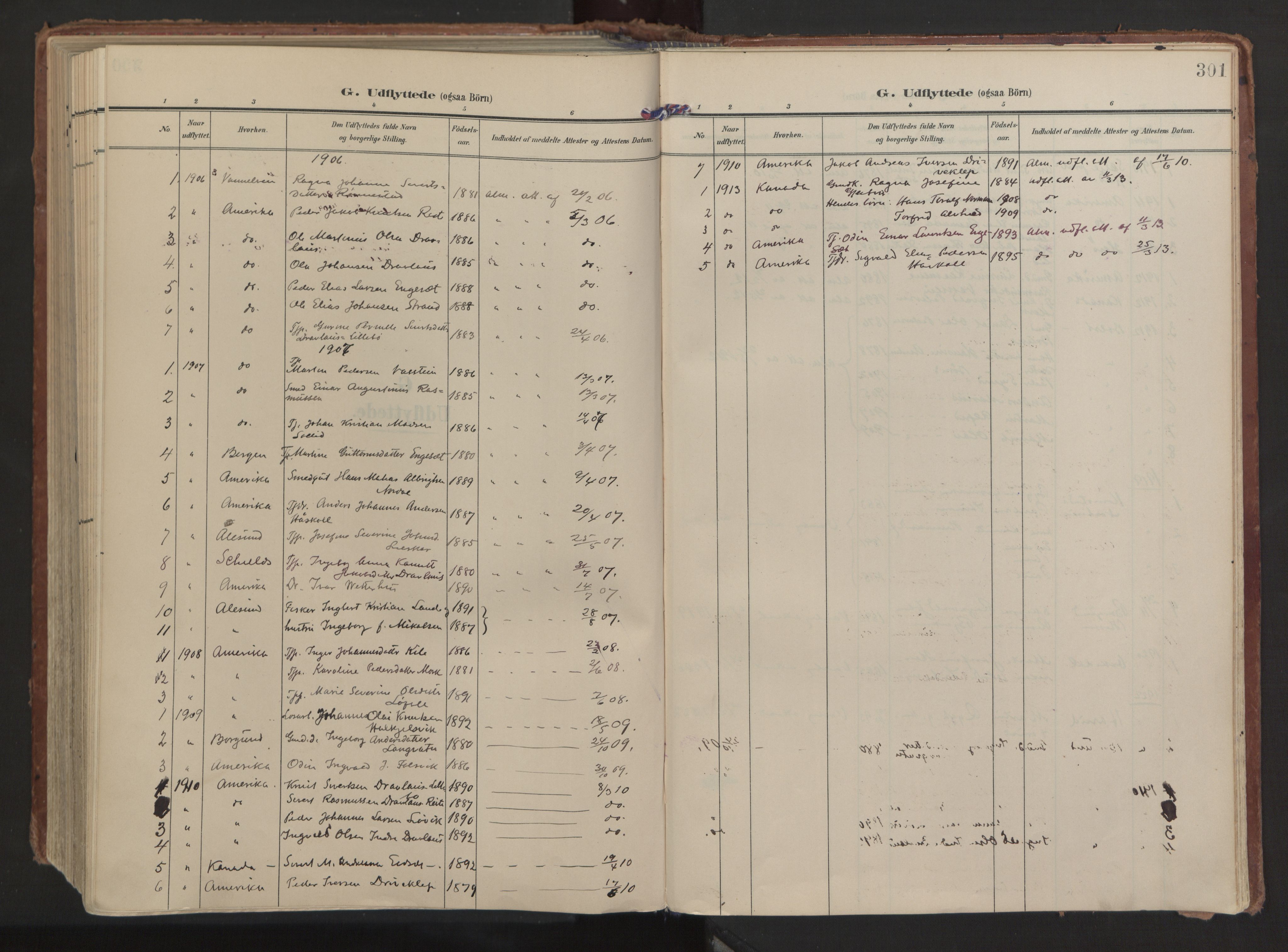 Ministerialprotokoller, klokkerbøker og fødselsregistre - Møre og Romsdal, AV/SAT-A-1454/511/L0144: Ministerialbok nr. 511A11, 1906-1923, s. 301