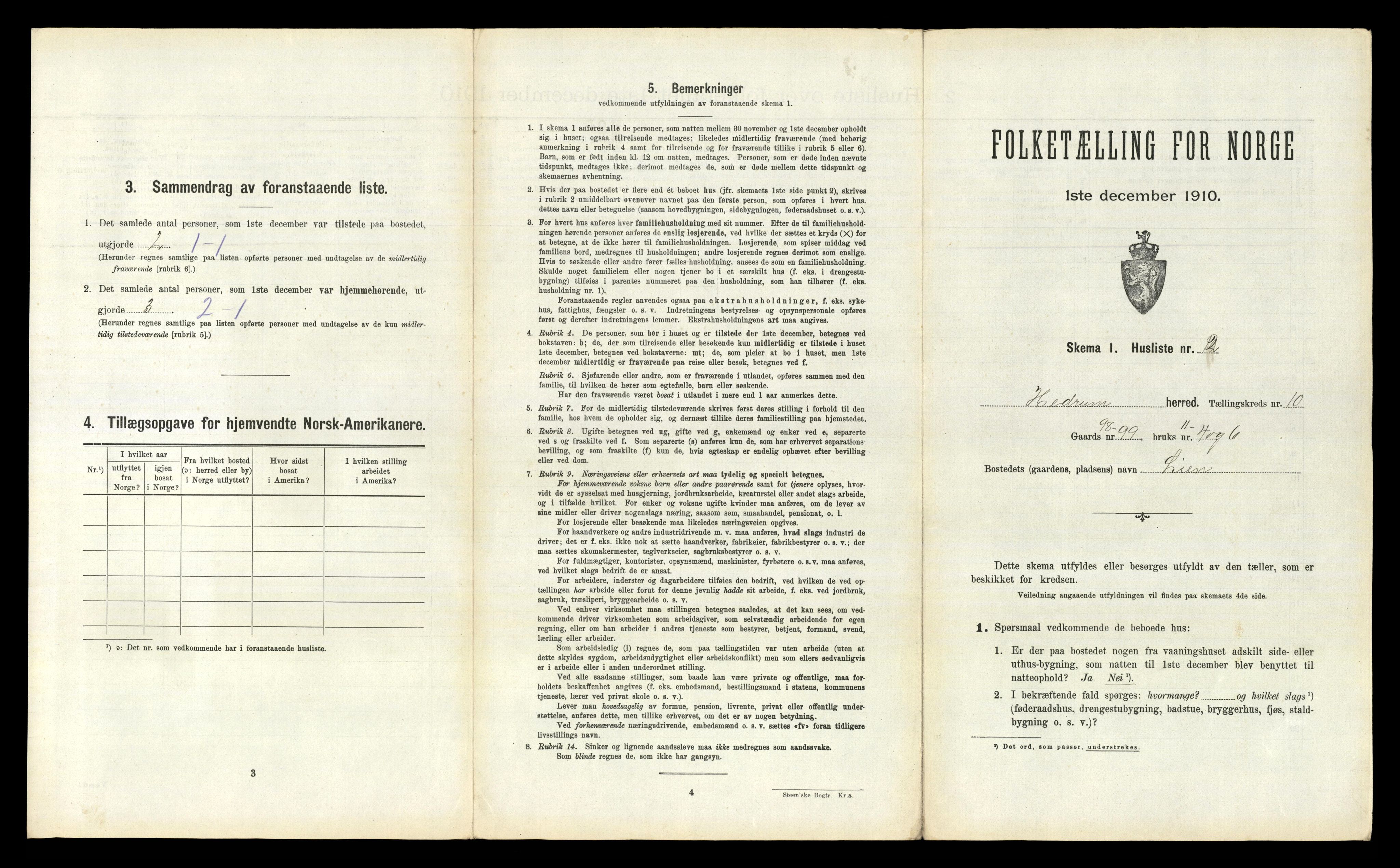 RA, Folketelling 1910 for 0727 Hedrum herred, 1910, s. 1030