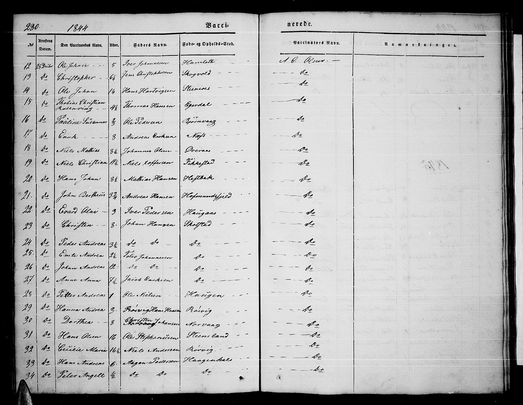 Ministerialprotokoller, klokkerbøker og fødselsregistre - Nordland, AV/SAT-A-1459/859/L0856: Klokkerbok nr. 859C02, 1843-1854, s. 230