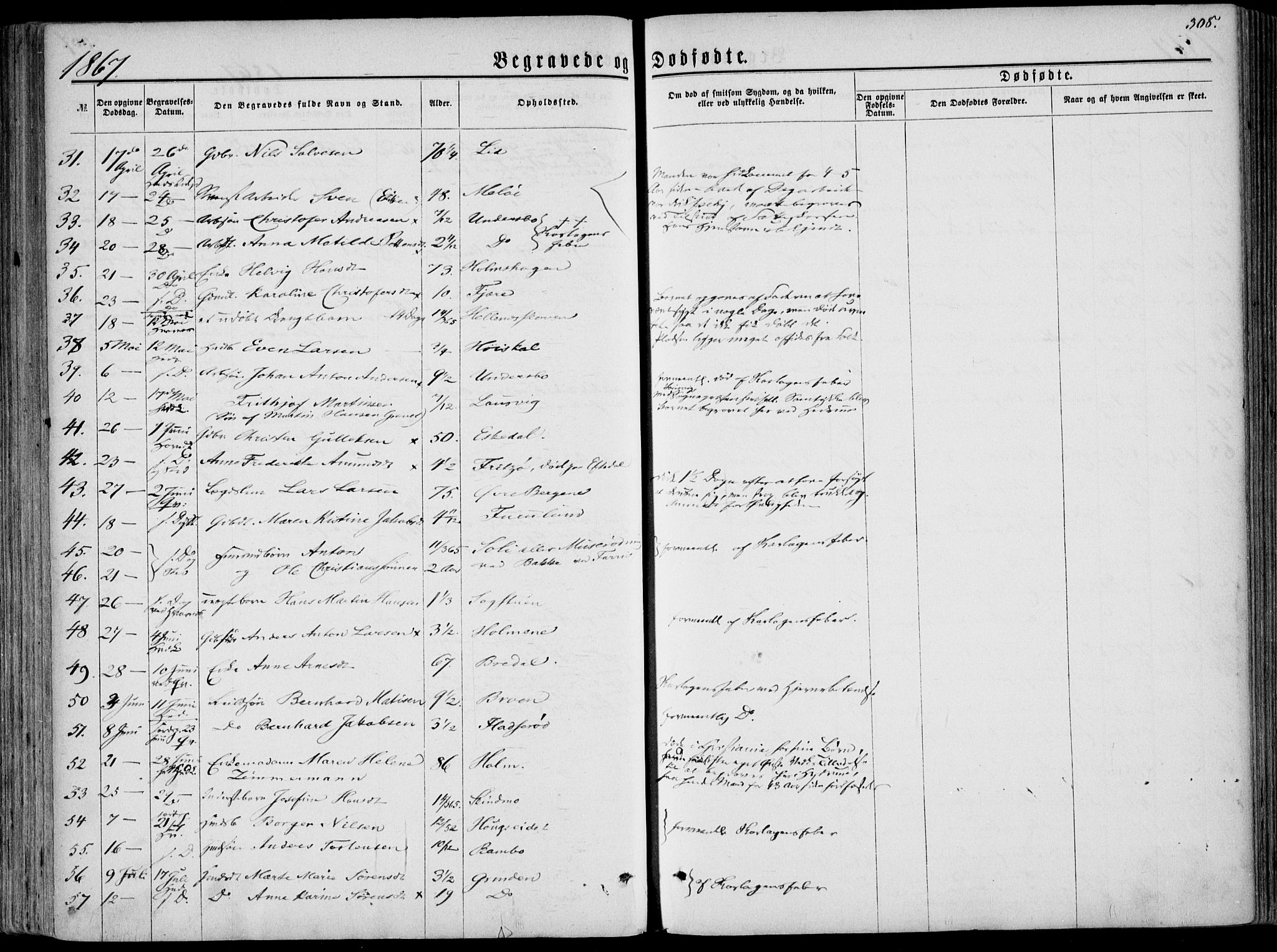 Hedrum kirkebøker, AV/SAKO-A-344/F/Fa/L0007: Ministerialbok nr. I 7, 1857-1868, s. 308