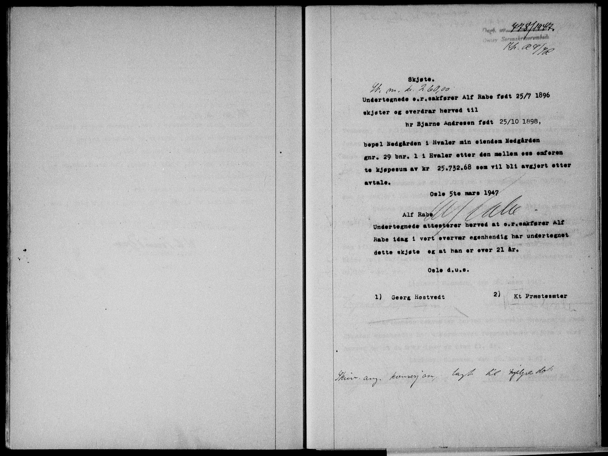 Onsøy sorenskriveri, SAO/A-10474/G/Ga/Gab/L0019a: Pantebok nr. II A-19, 1947-1947, Dagboknr: 778/1947