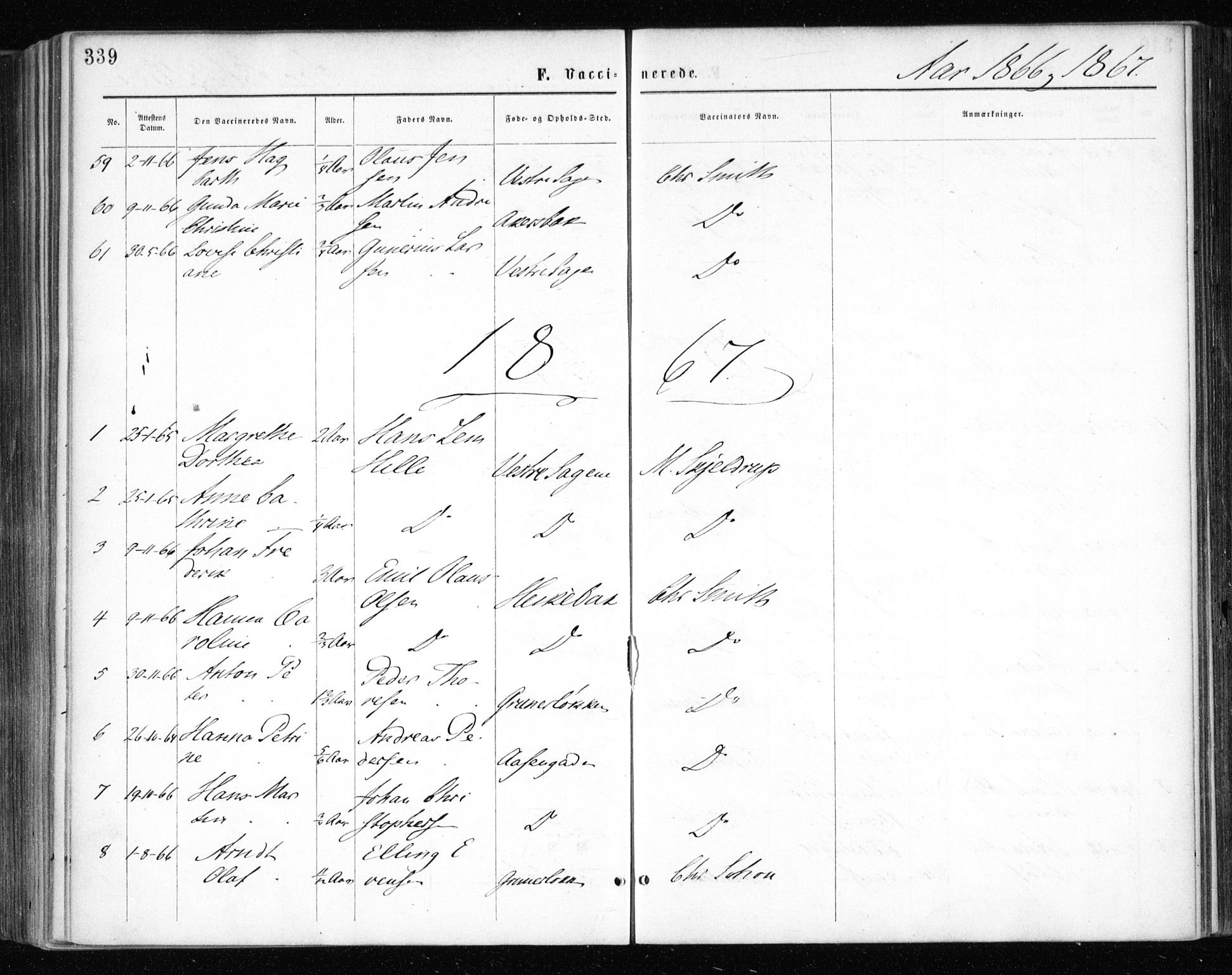 Gamle Aker prestekontor Kirkebøker, SAO/A-10617a/F/L0003: Ministerialbok nr. 3, 1865-1873, s. 339