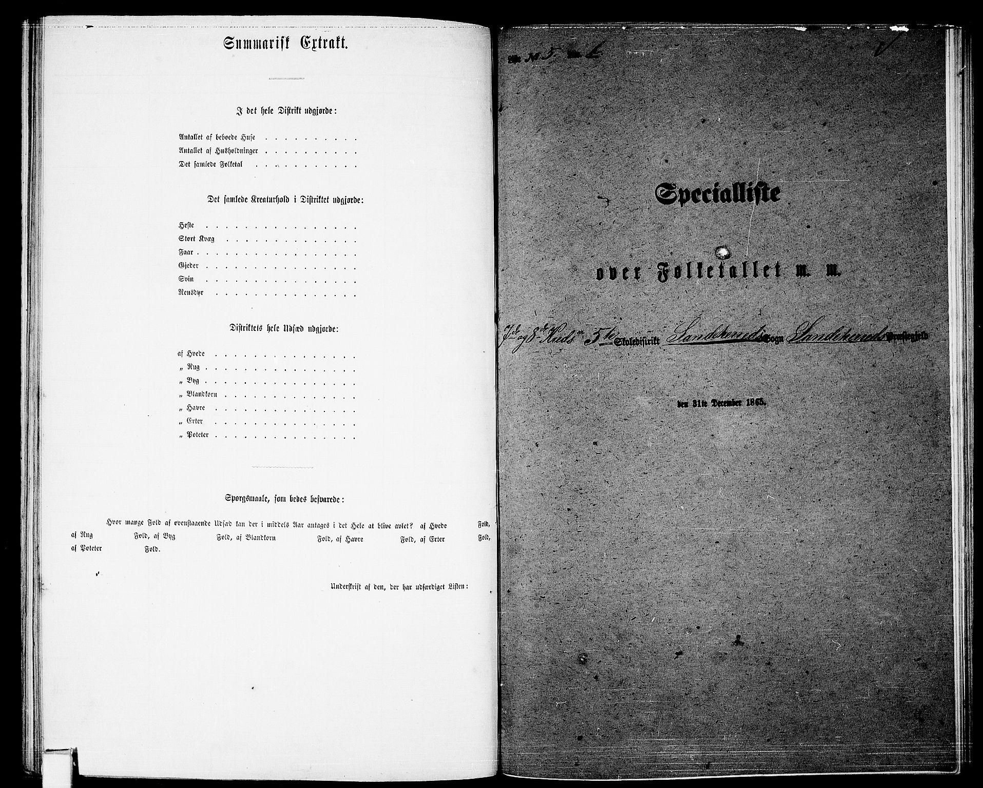 RA, Folketelling 1865 for 0724L Sandeherred prestegjeld, Sandeherred sokn, 1865, s. 143