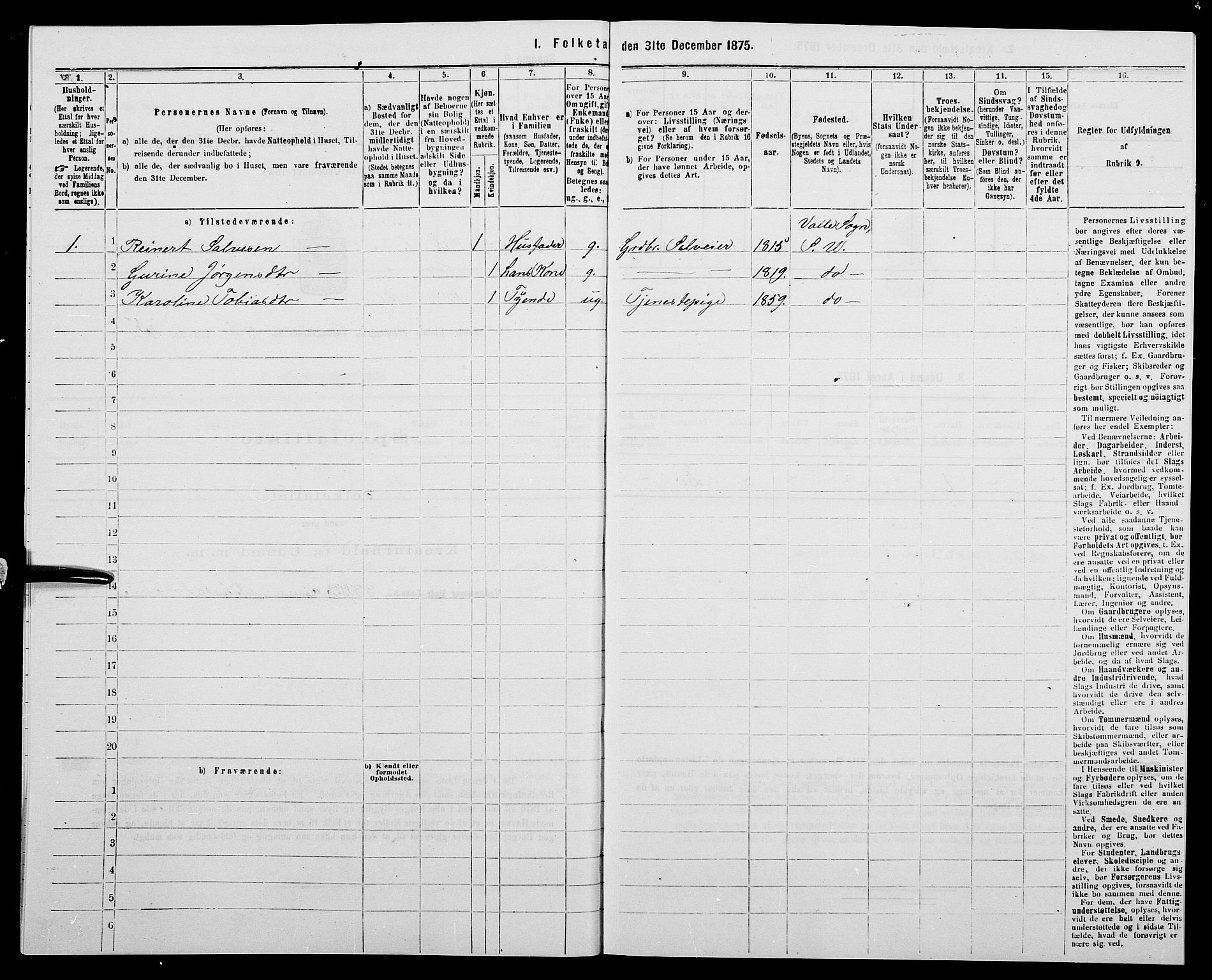 SAK, Folketelling 1875 for 1029P Sør-Audnedal prestegjeld, 1875, s. 378