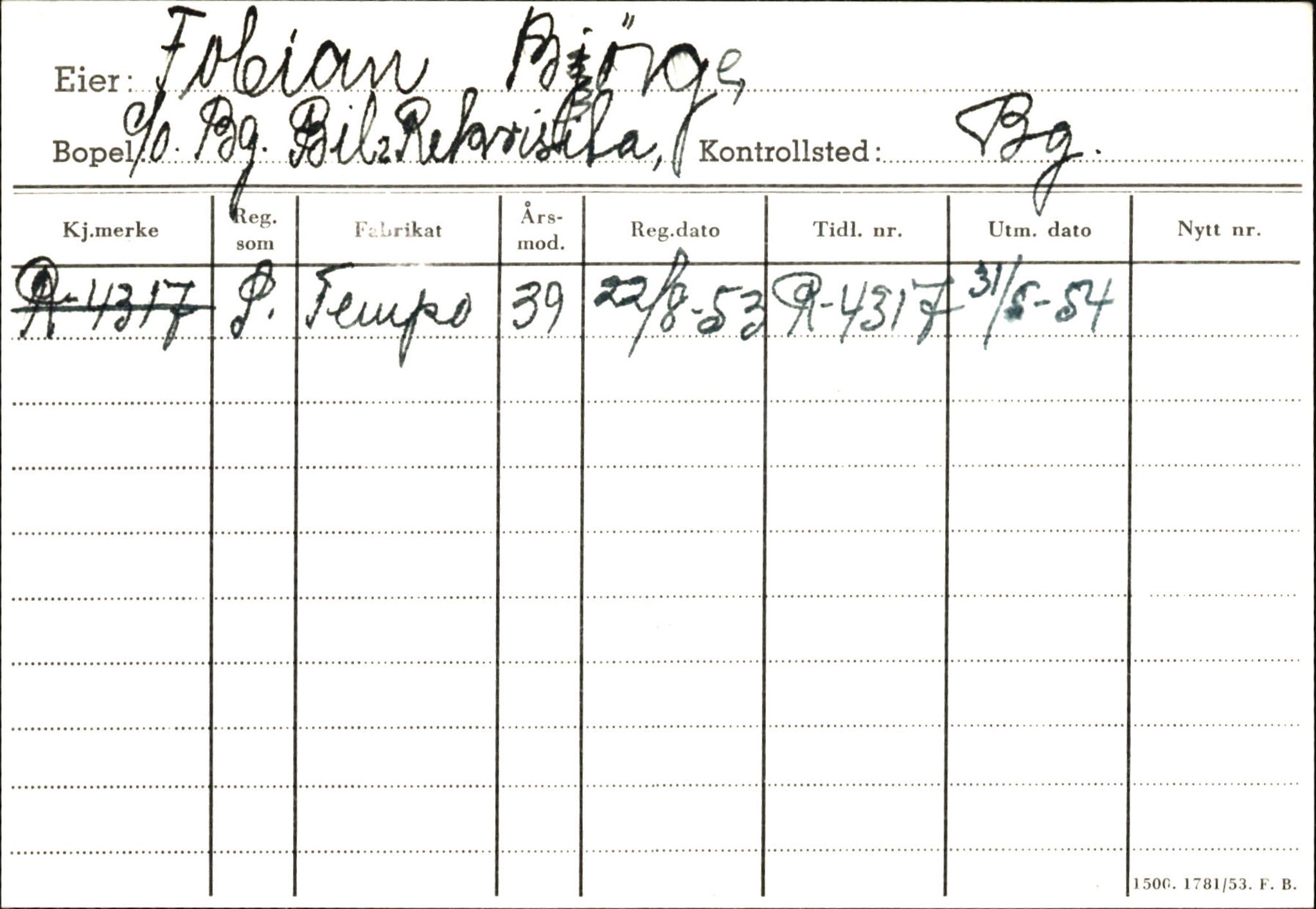 Statens vegvesen, Hordaland vegkontor, AV/SAB-A-5201/2/Ha/L0014: R-eierkort F, 1920-1971, s. 2