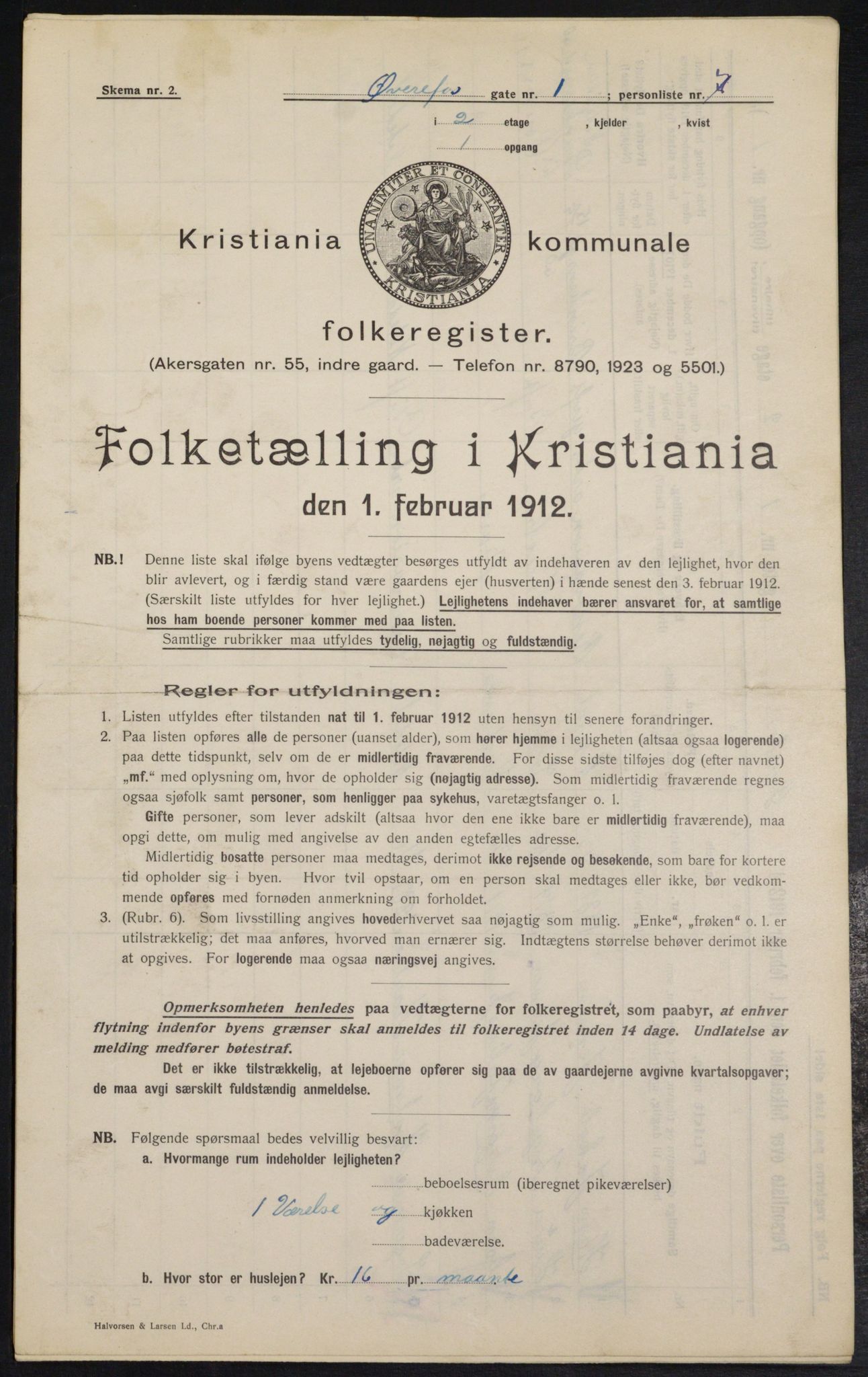 OBA, Kommunal folketelling 1.2.1912 for Kristiania, 1912, s. 129493