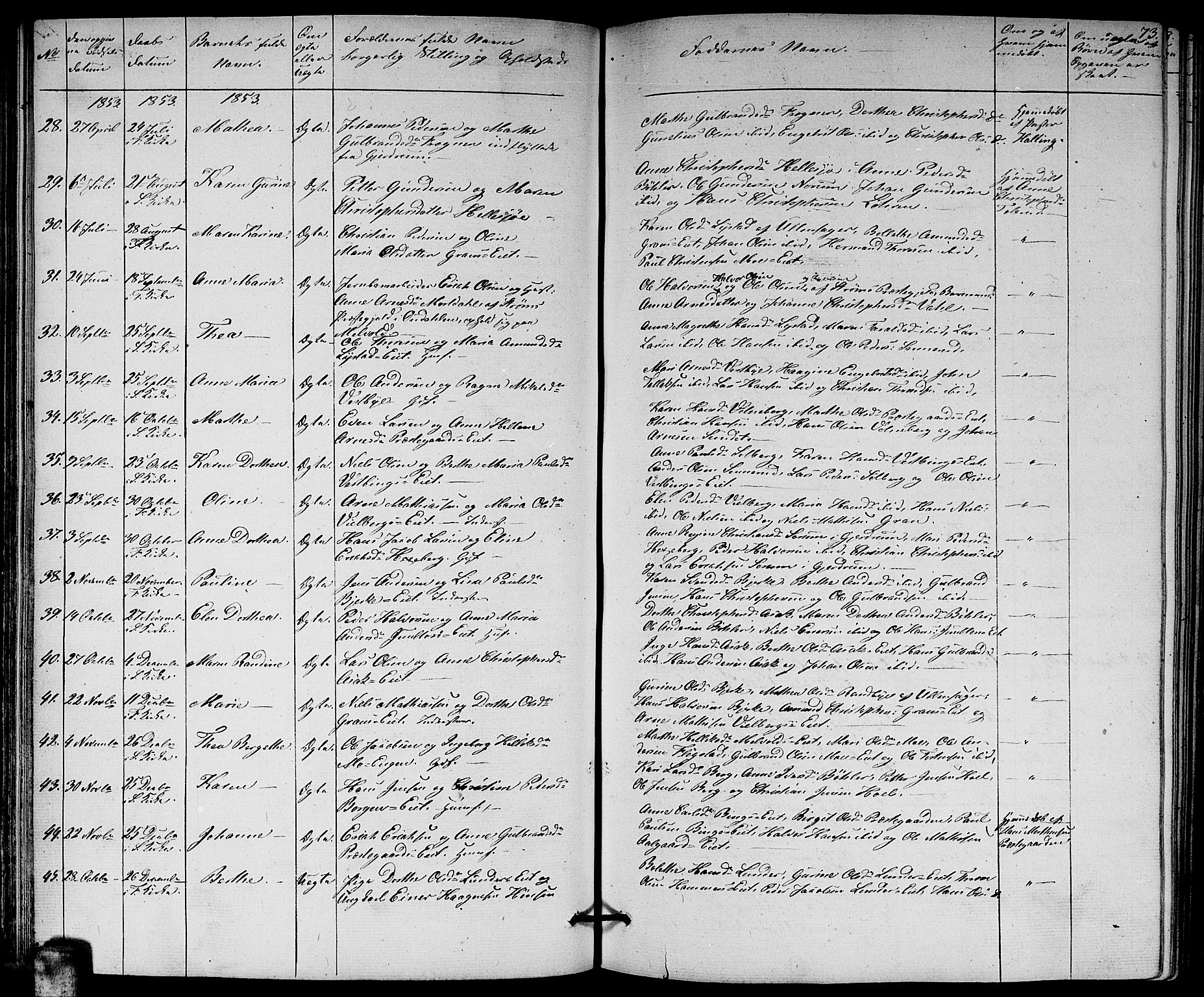 Sørum prestekontor Kirkebøker, AV/SAO-A-10303/G/Ga/L0003: Klokkerbok nr. I 3, 1846-1863, s. 73