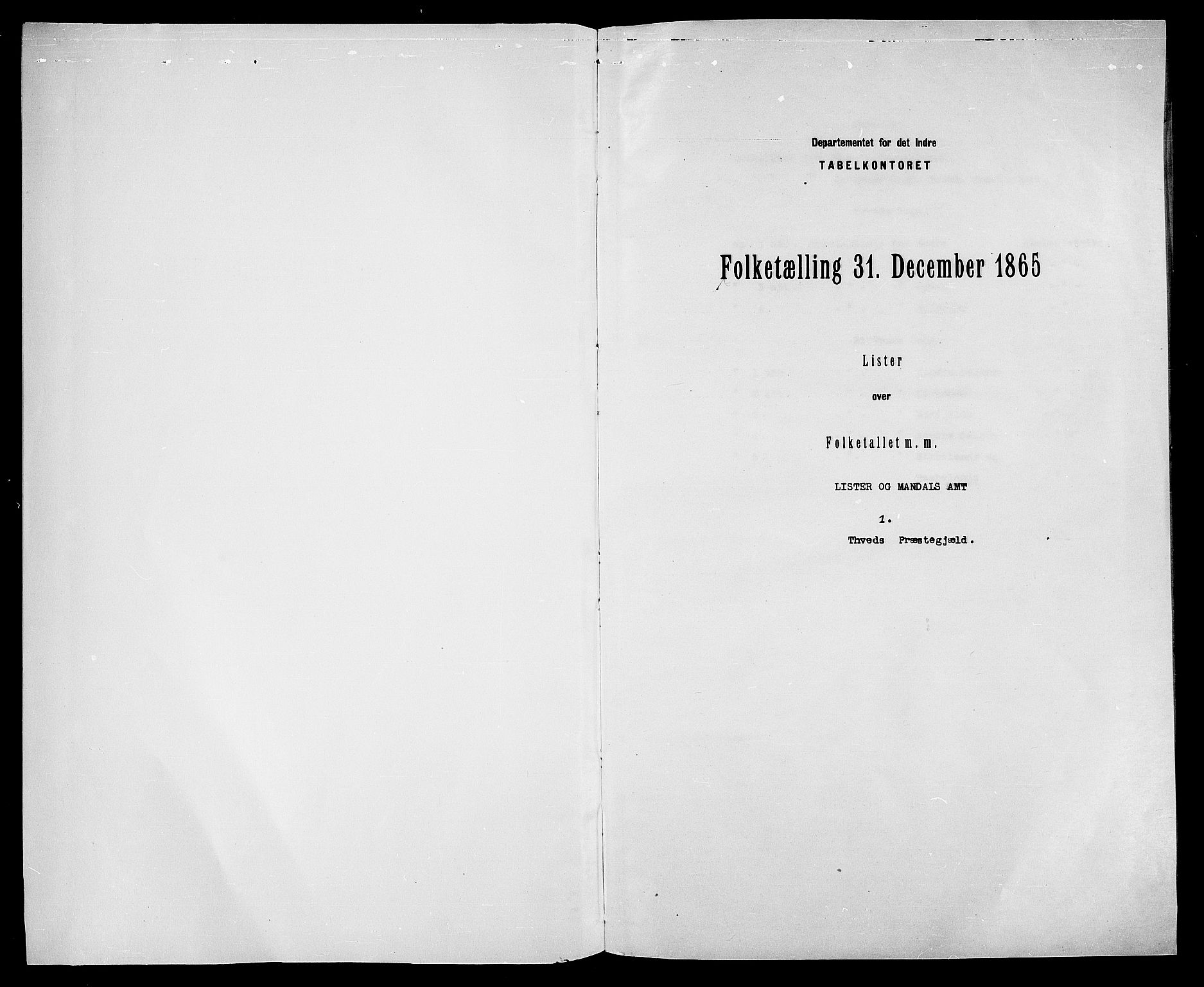 RA, Folketelling 1865 for 1013P Tveit prestegjeld, 1865, s. 3