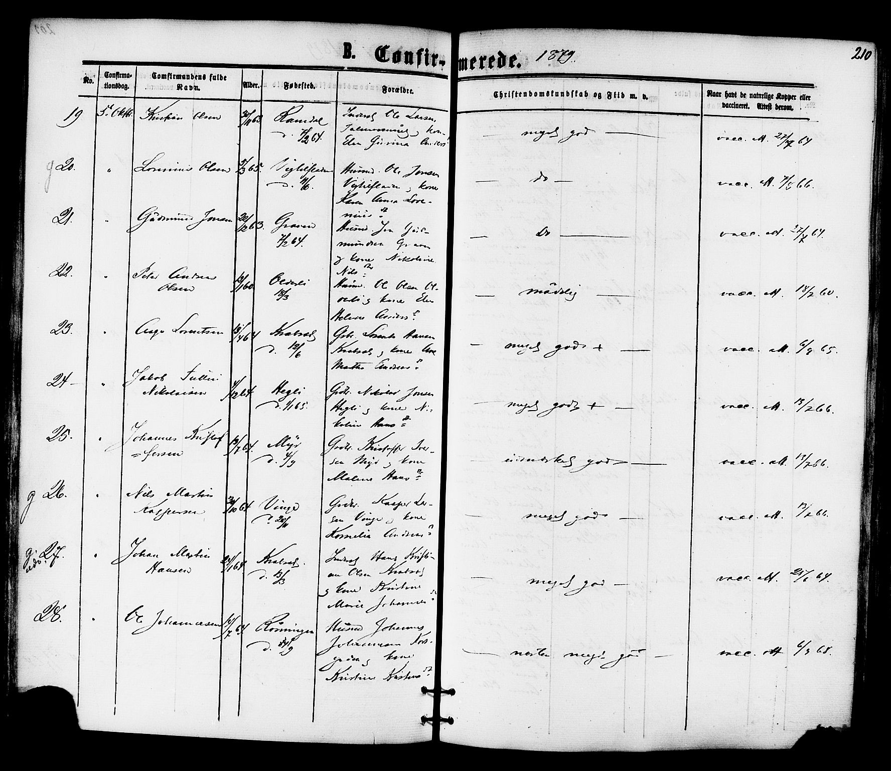 Ministerialprotokoller, klokkerbøker og fødselsregistre - Nord-Trøndelag, AV/SAT-A-1458/701/L0009: Ministerialbok nr. 701A09 /1, 1864-1882, s. 210