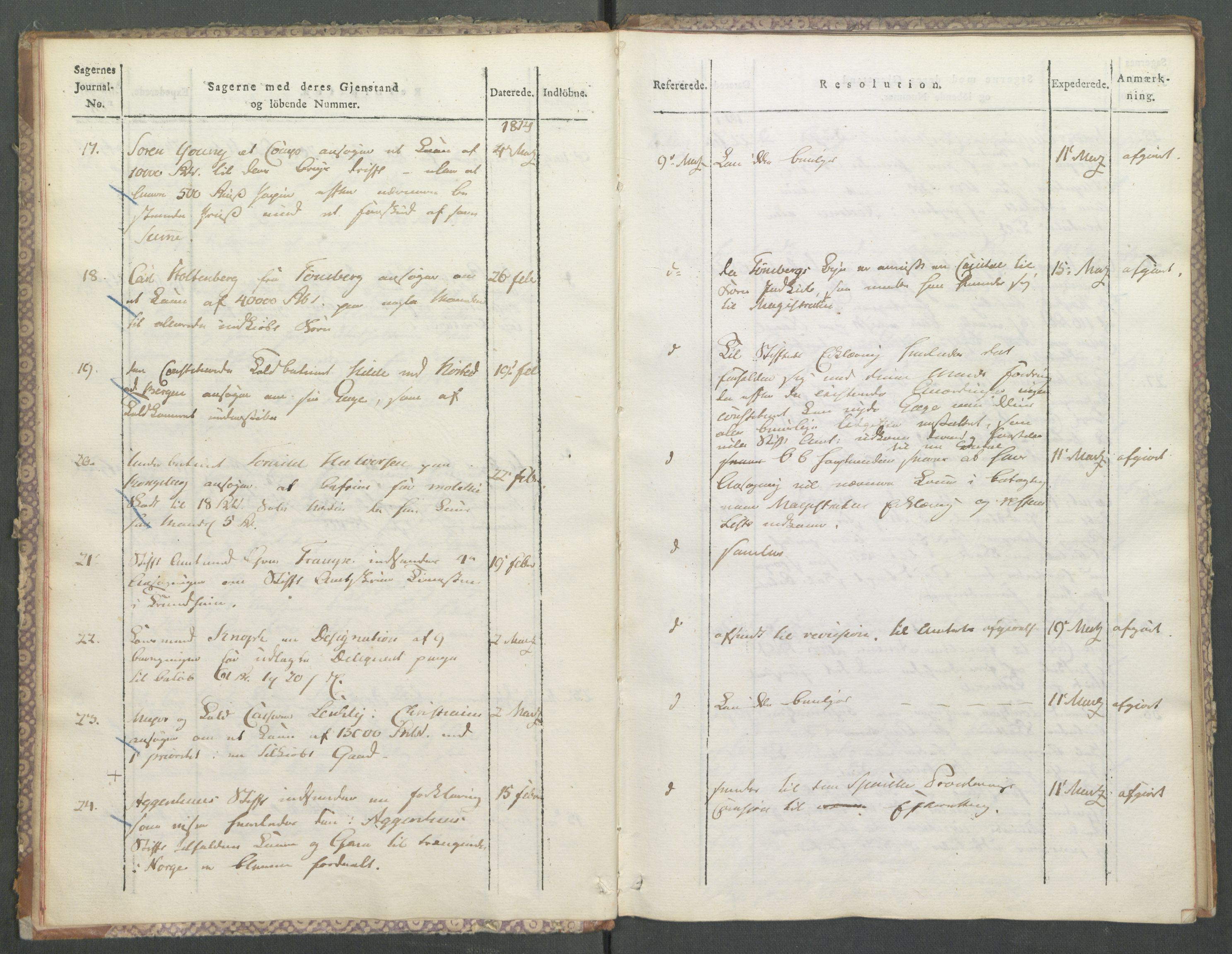 Departementene i 1814, RA/S-3899/Fa/L0006: 1. byrå - Journal A 1-543, 1814, s. 6