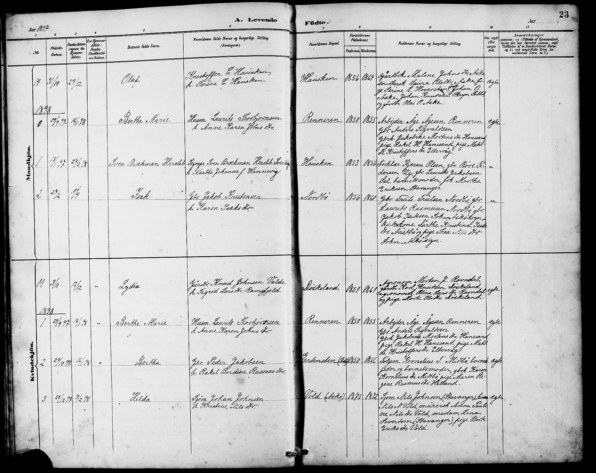 Rennesøy sokneprestkontor, SAST/A -101827/H/Ha/Hab/L0010: Klokkerbok nr. B 9, 1890-1918, s. 23