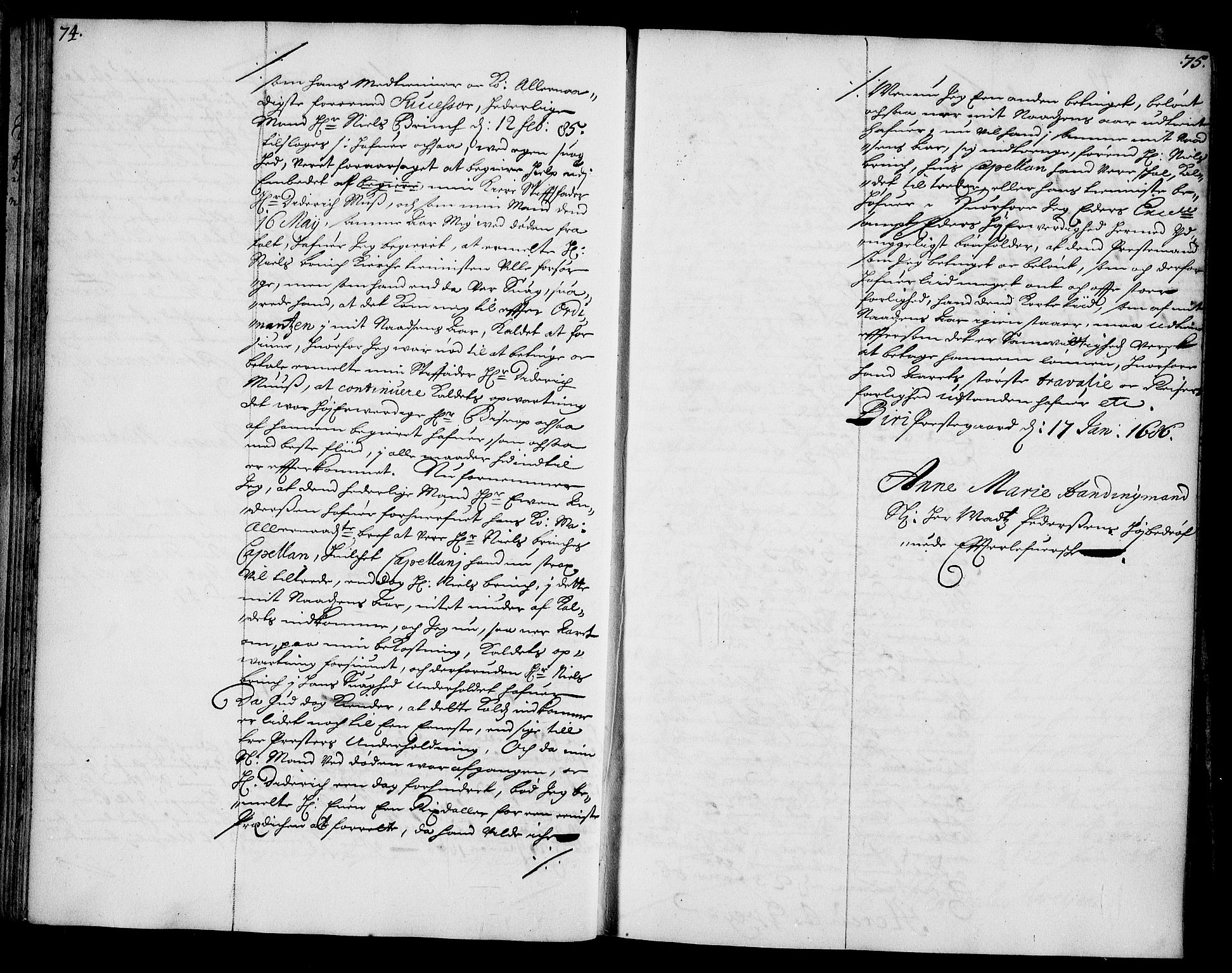 Stattholderembetet 1572-1771, AV/RA-EA-2870/Ae/L0002: Supplikasjons- og resolusjonsprotokoll, 1686, s. 74-75