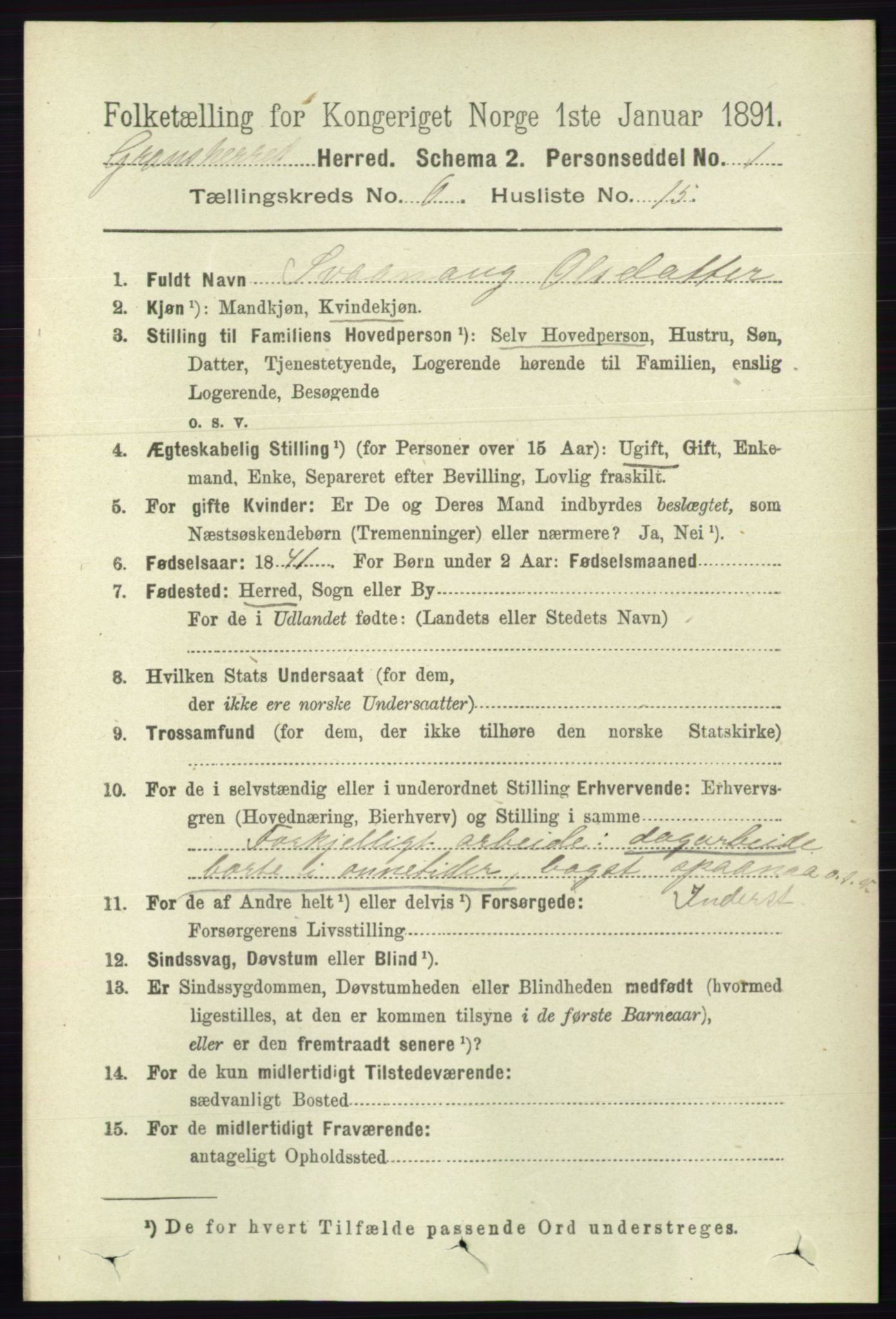 RA, Folketelling 1891 for 0824 Gransherad herred, 1891, s. 1083