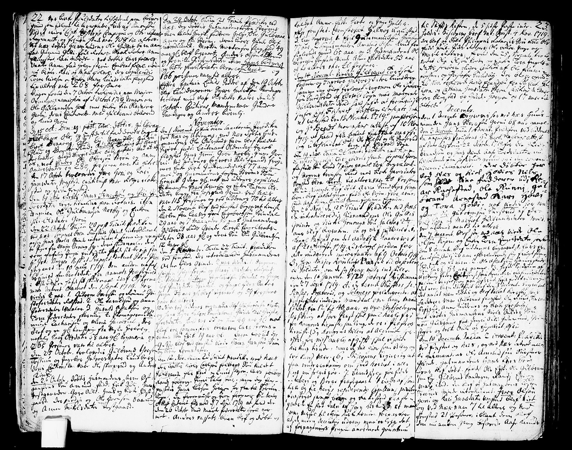 Nes prestekontor Kirkebøker, AV/SAO-A-10410/F/Fa/L0002: Ministerialbok nr. I 2, 1717-1734, s. 22-23