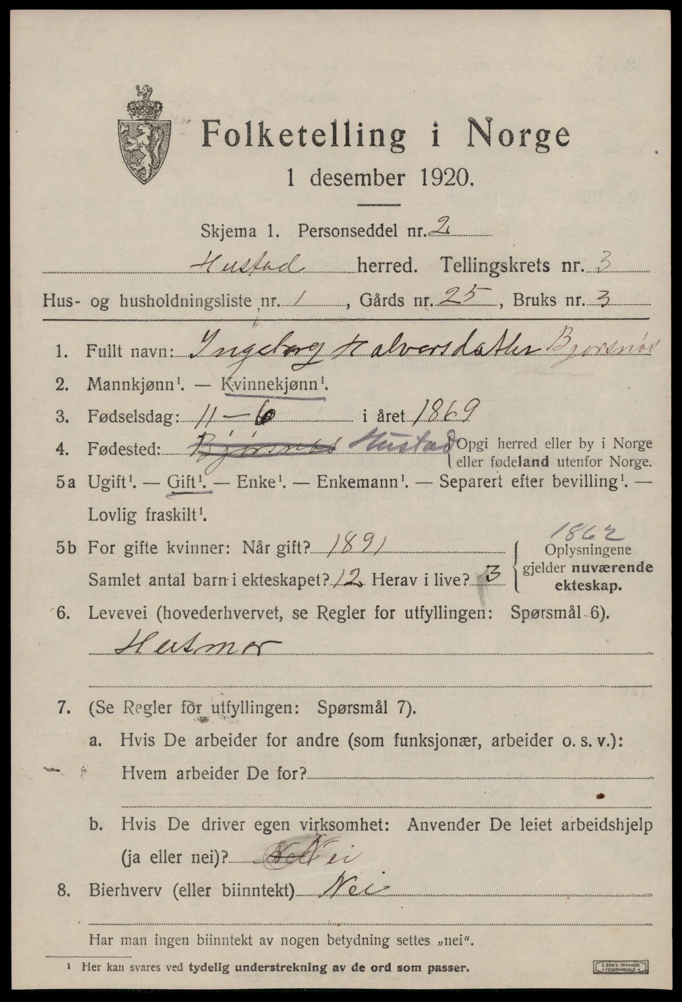 SAT, Folketelling 1920 for 1550 Hustad herred, 1920, s. 2499