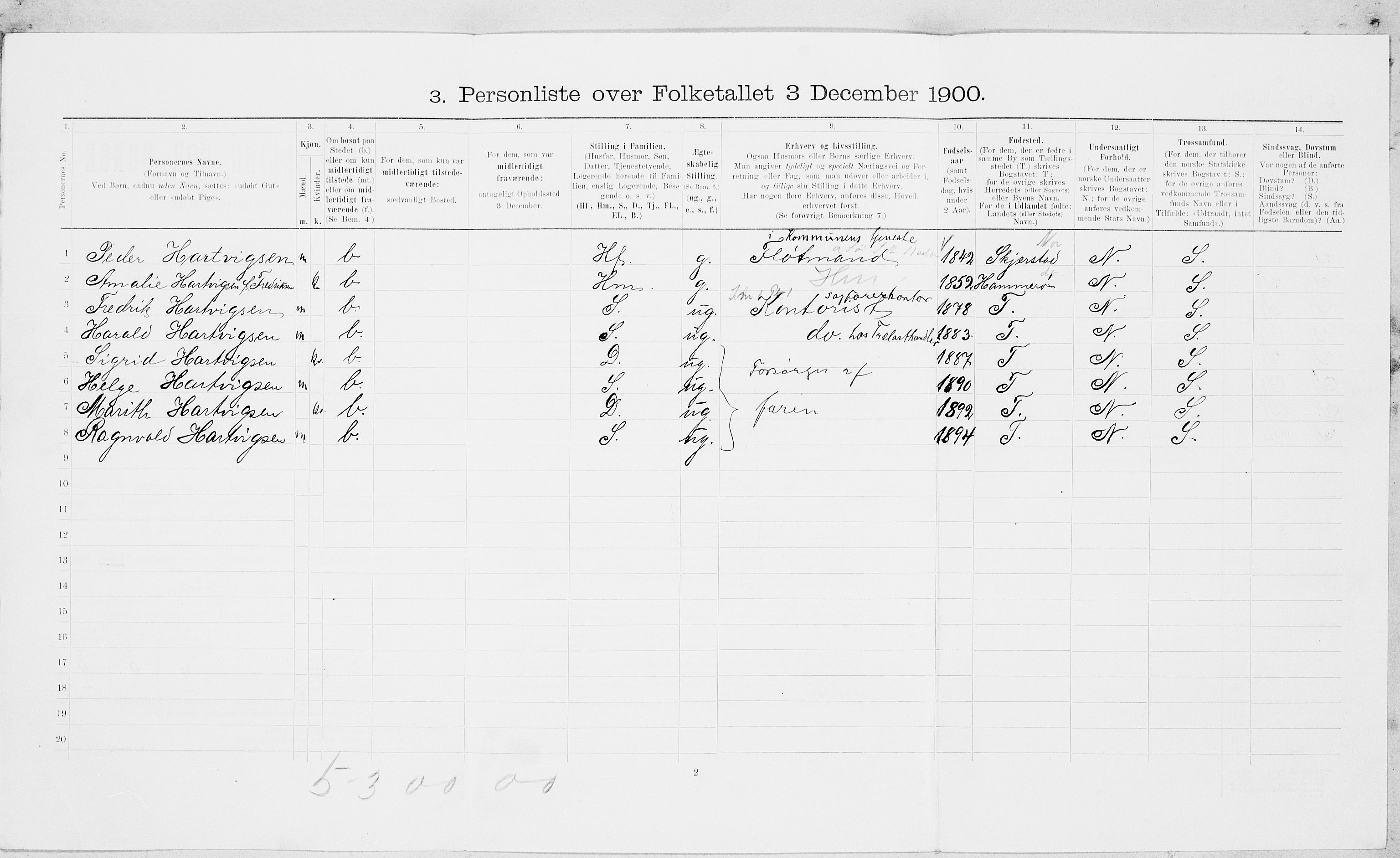 SAT, Folketelling 1900 for 1804 Bodø kjøpstad, 1900, s. 1191