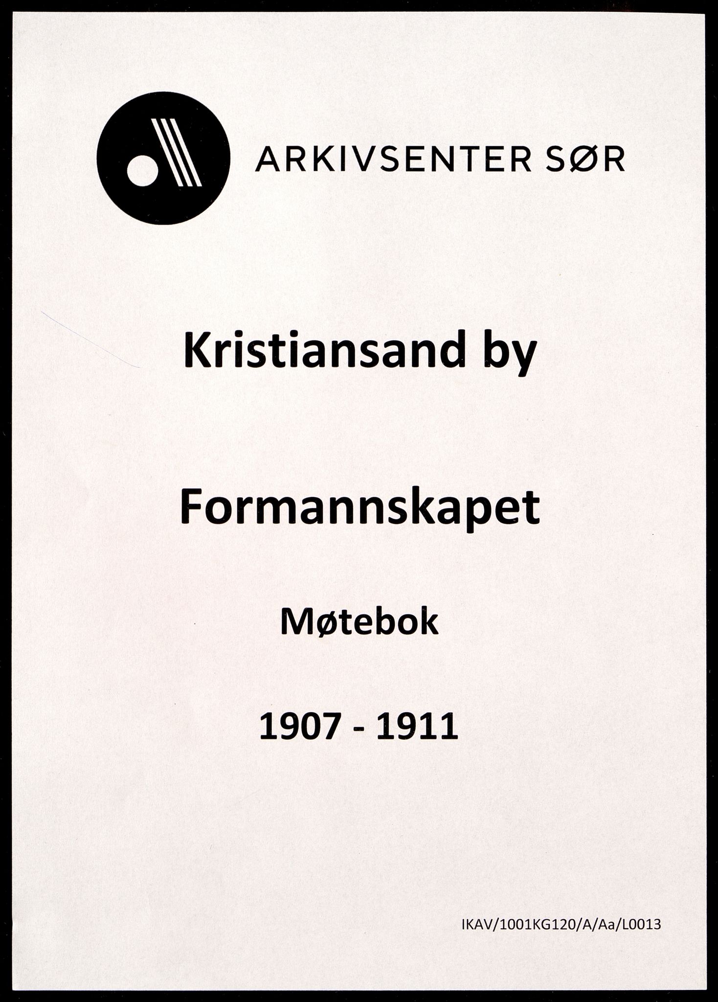 Kristiansand By - Formannskapet, IKAV/1001KG120/A/Aa/L0013: Møtebok (d), 1907-1911