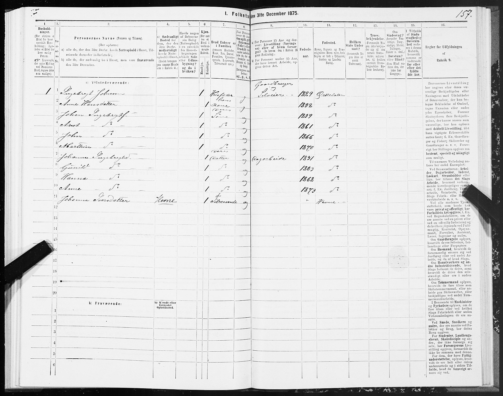 SAT, Folketelling 1875 for 1638P Orkdal prestegjeld, 1875, s. 7157