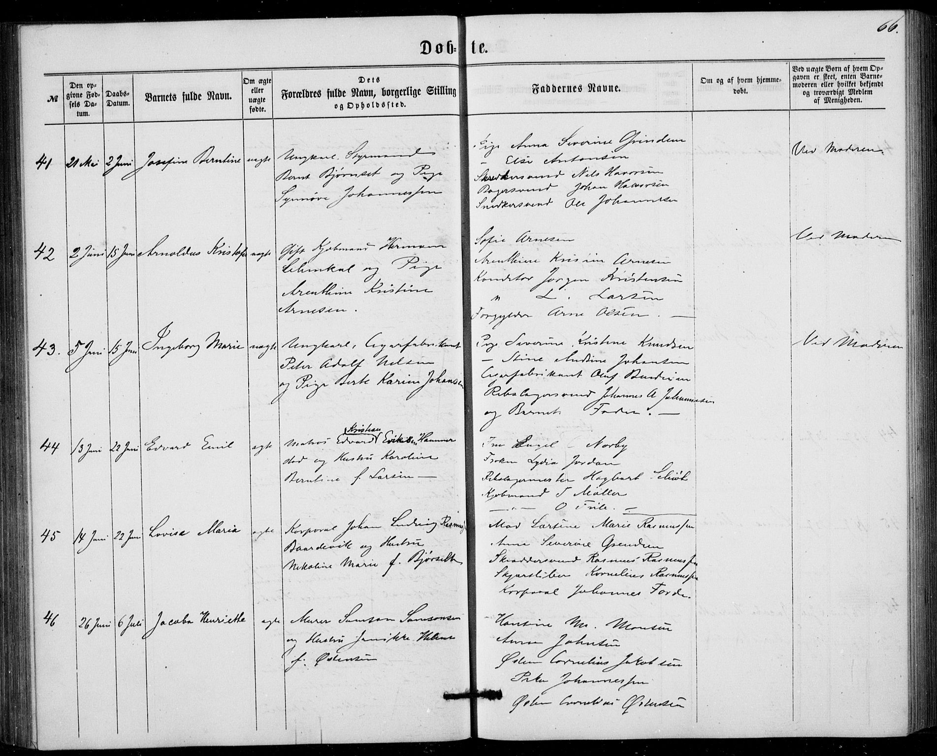 Fødselsstiftelsens sokneprestembete, ført av overlegen*, SAB/-: Ministerialbok nr. A 1, 1863-1883, s. 66