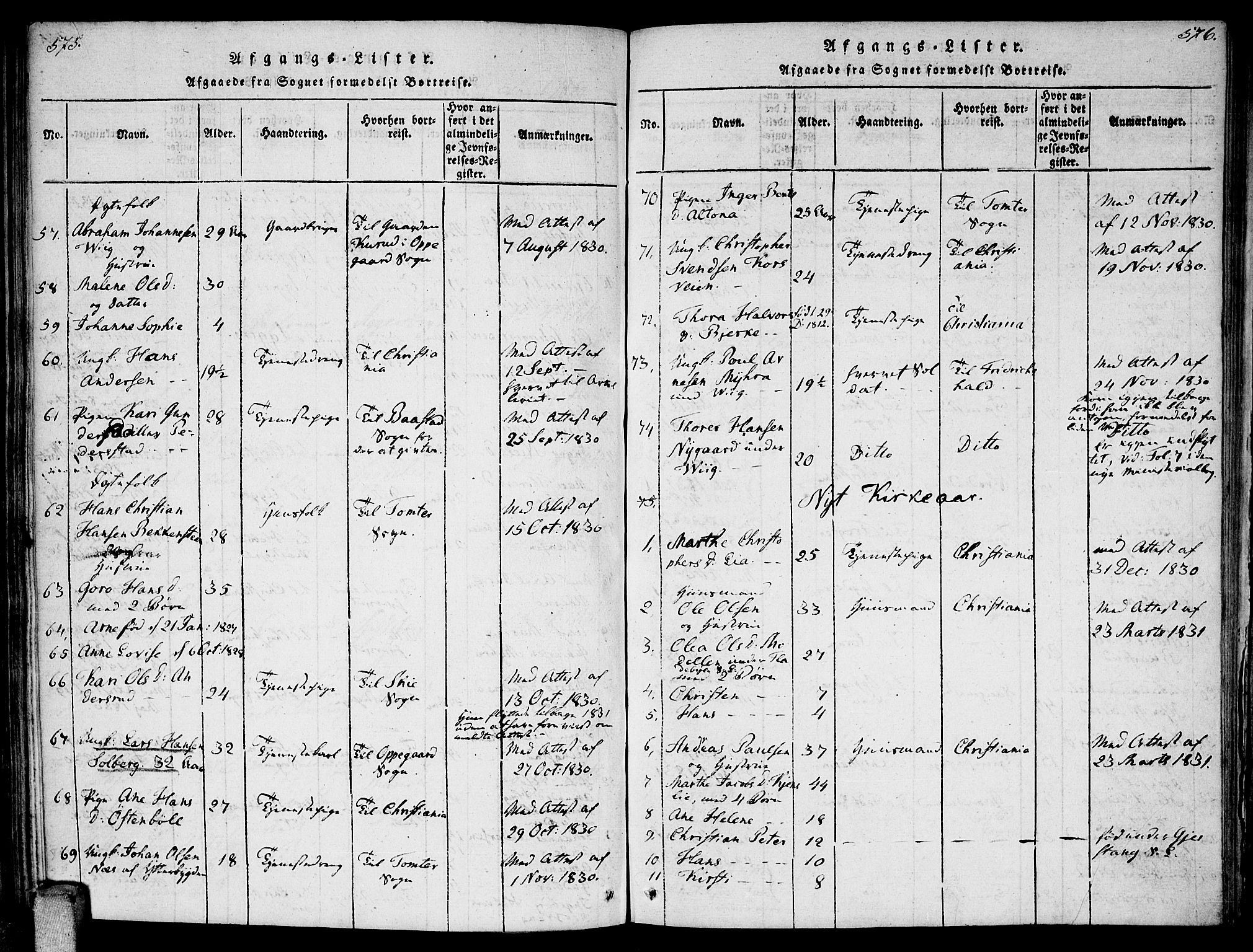 Enebakk prestekontor Kirkebøker, AV/SAO-A-10171c/F/Fa/L0006: Ministerialbok nr. I 6, 1815-1832, s. 575-576