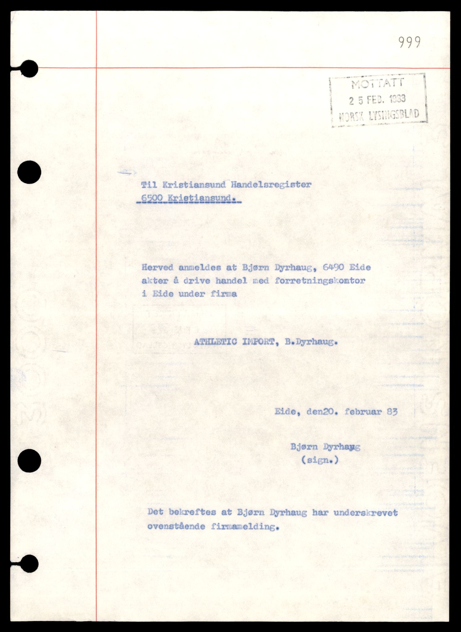 Kristiansund sorenskriveri, SAT/A-0019/2/J/Jd/Jde/L0002: Bilag, At-Av, 1944-1990, s. 1