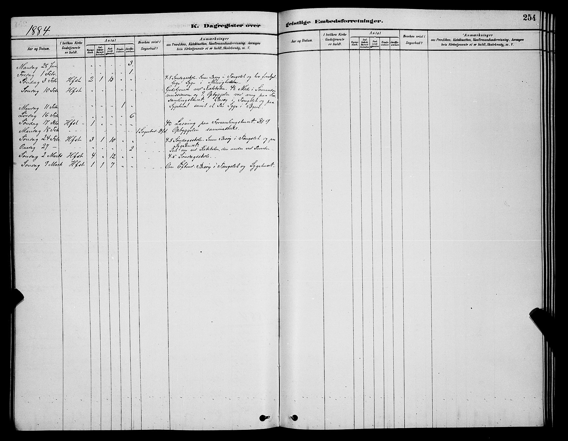 Hammerfest sokneprestkontor, SATØ/S-1347/H/Hb/L0006.klokk: Klokkerbok nr. 6, 1876-1884, s. 254